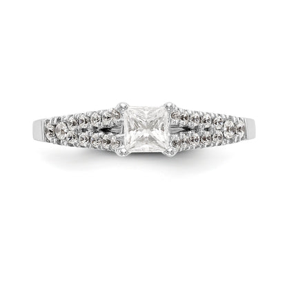 14K Weißgold Verlobungsring mit simulierten Diamanten