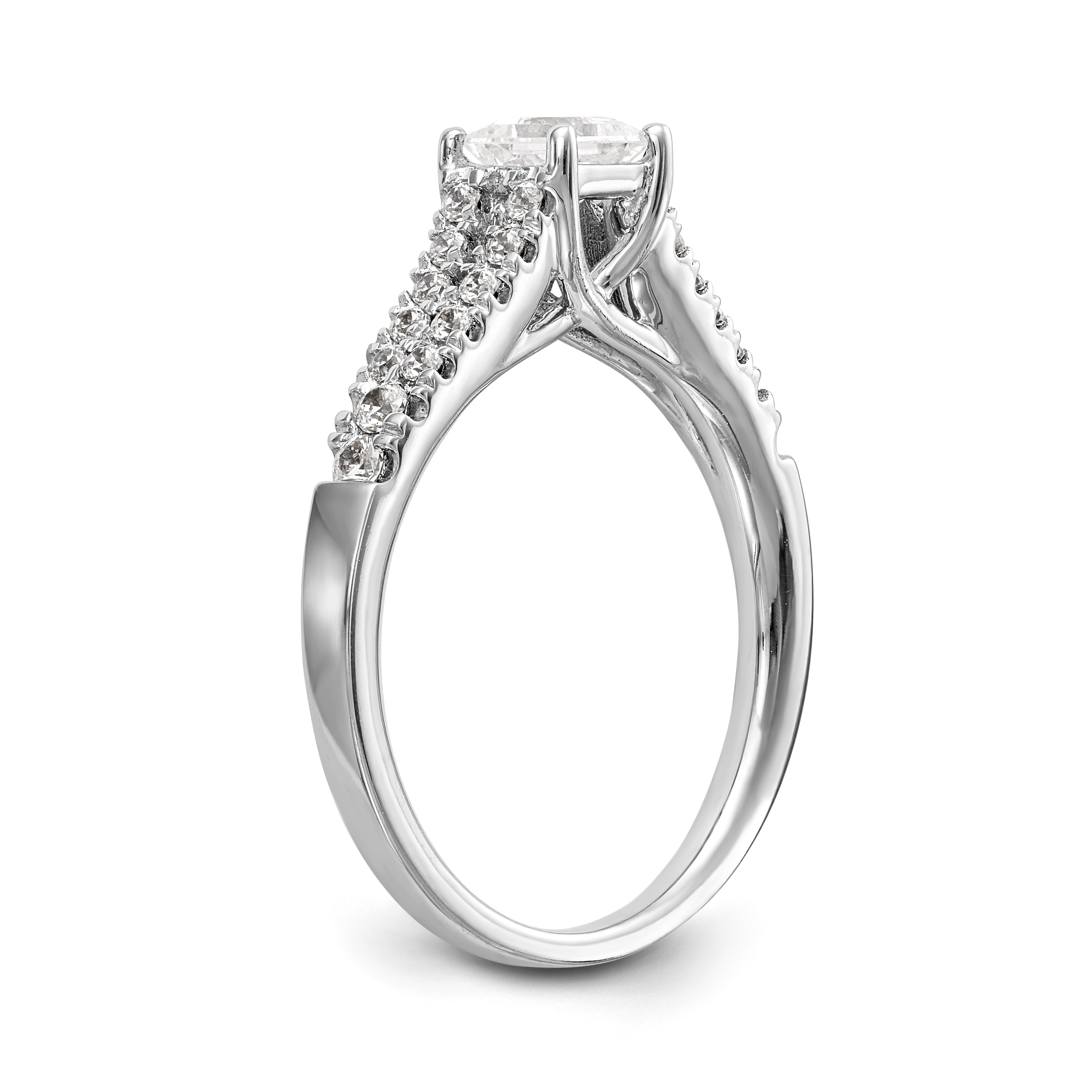 14K Weißgold Verlobungsring mit simulierten Diamanten