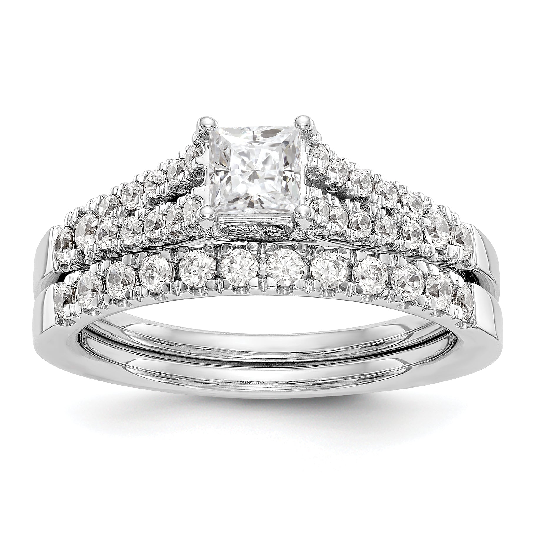 14K Weißgold Verlobungsring mit simulierten Diamanten