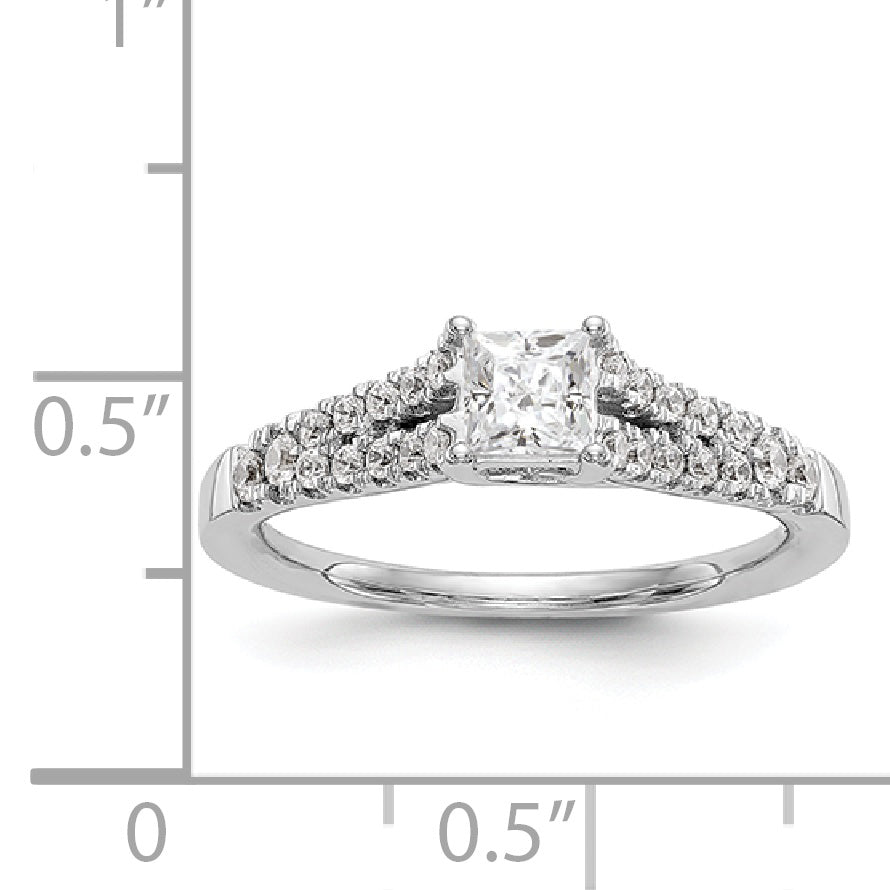 14K Weißgold Verlobungsring mit simulierten Diamanten