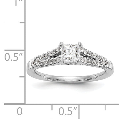 14K Weißgold Verlobungsring mit simulierten Diamanten