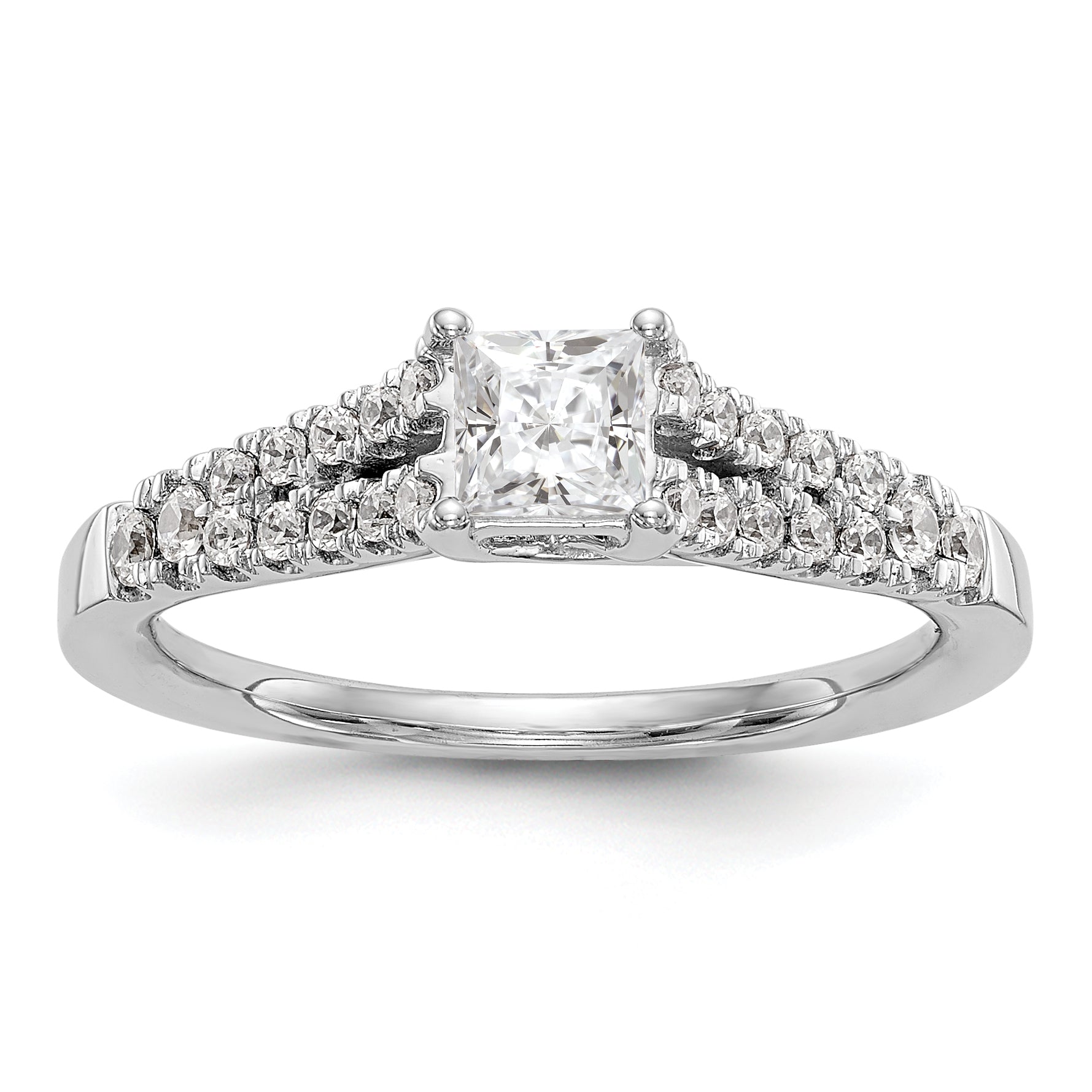 14K Weißgold Verlobungsring mit simulierten Diamanten
