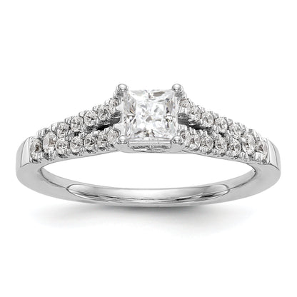 14K Weißgold Verlobungsring mit simulierten Diamanten