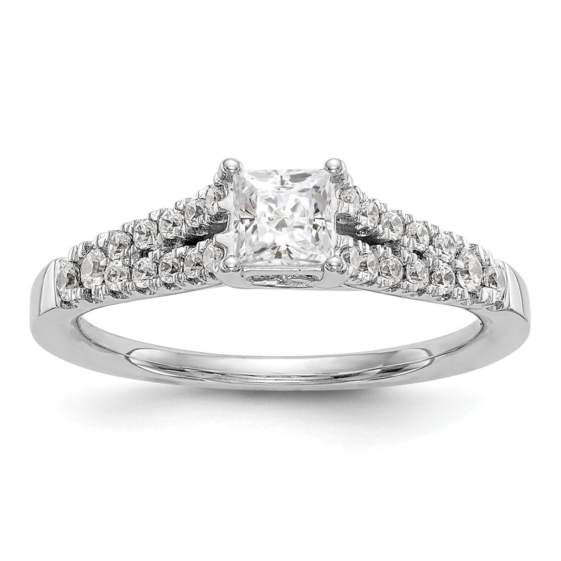 14K Weißgold Verlobungsring mit simulierten Diamanten