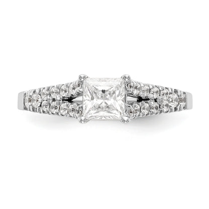14K Weißgold Verlobungsring mit simuliertem Diamanten