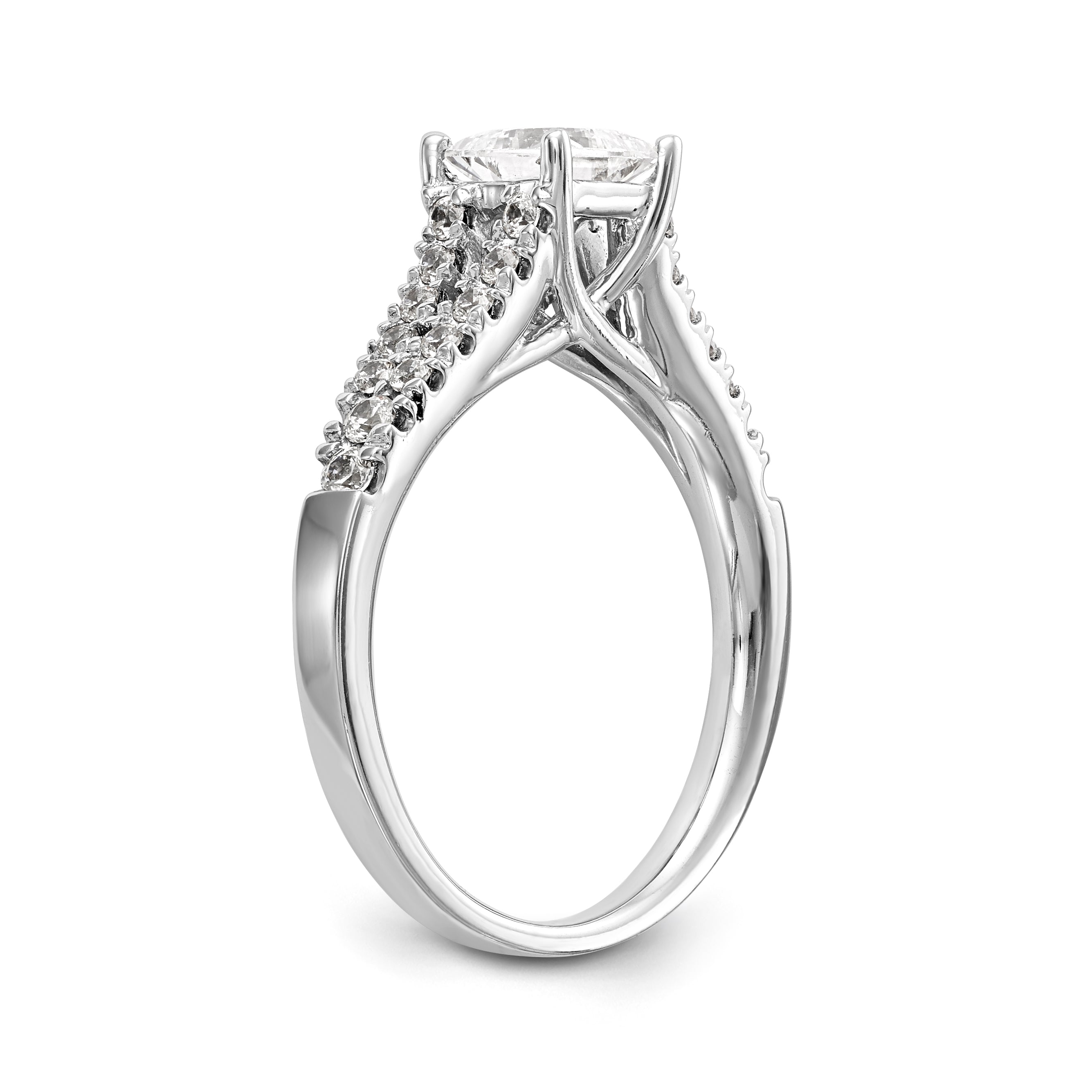 14K Weißgold Verlobungsring mit simuliertem Diamanten