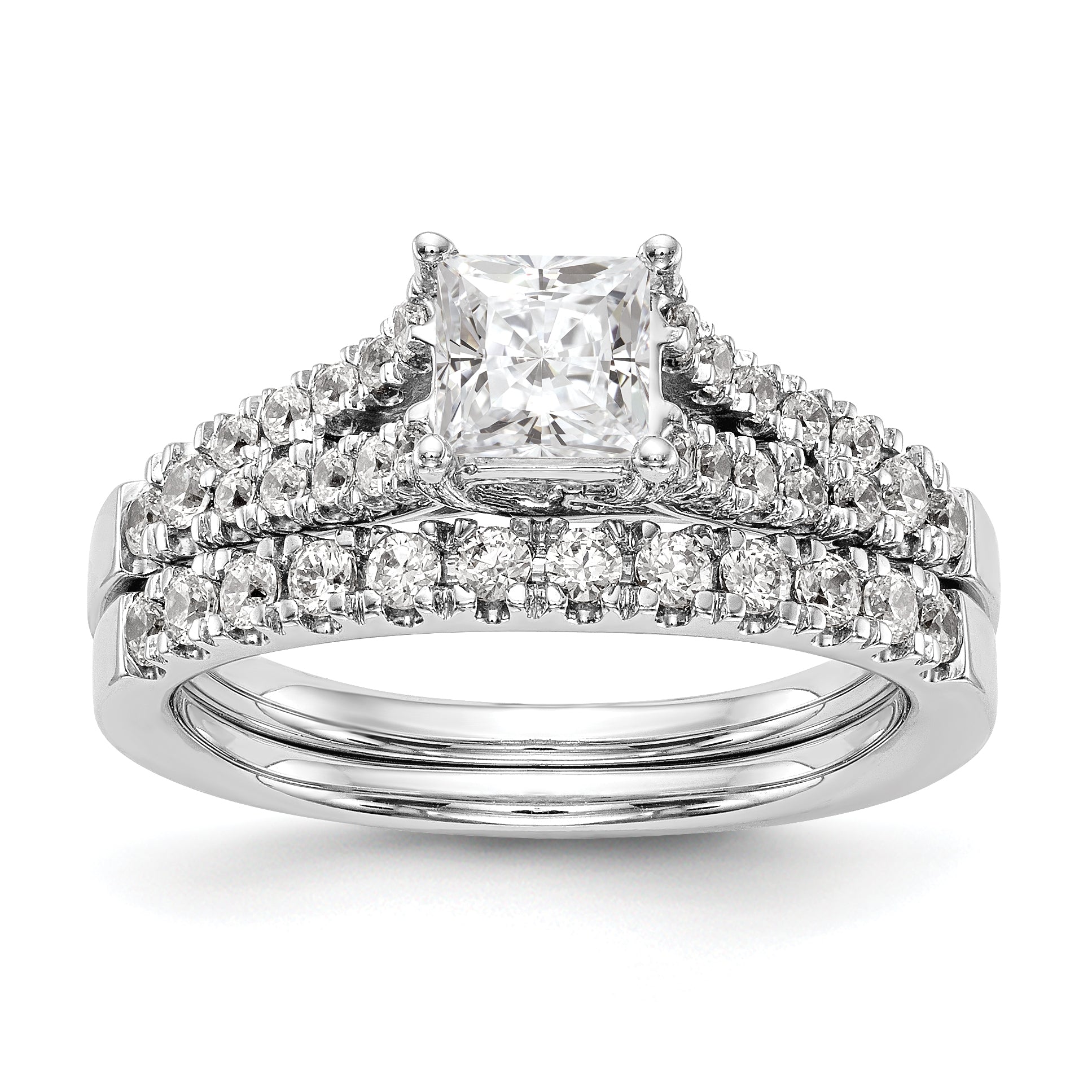 14K Weißgold Verlobungsring mit simuliertem Diamanten
