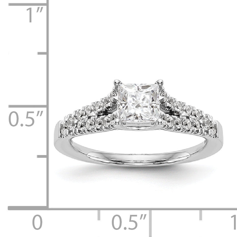 14K Weißgold Verlobungsring mit simuliertem Diamanten
