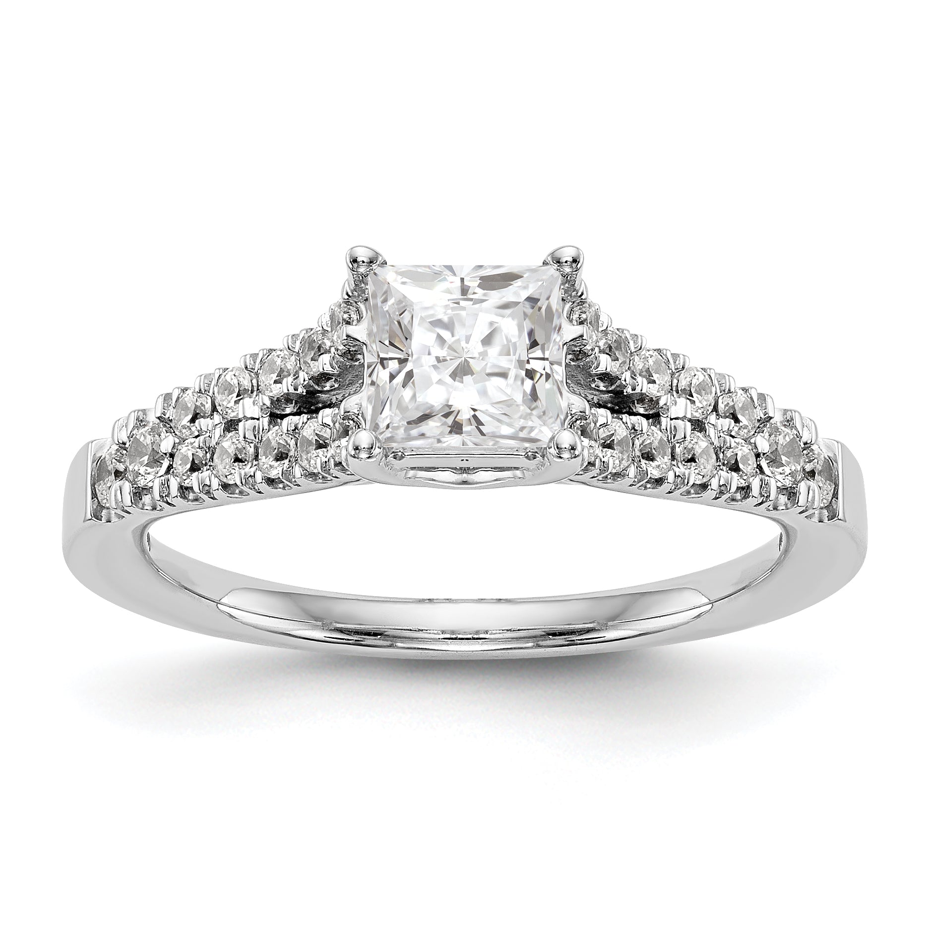 14K Weißgold Verlobungsring mit simuliertem Diamanten