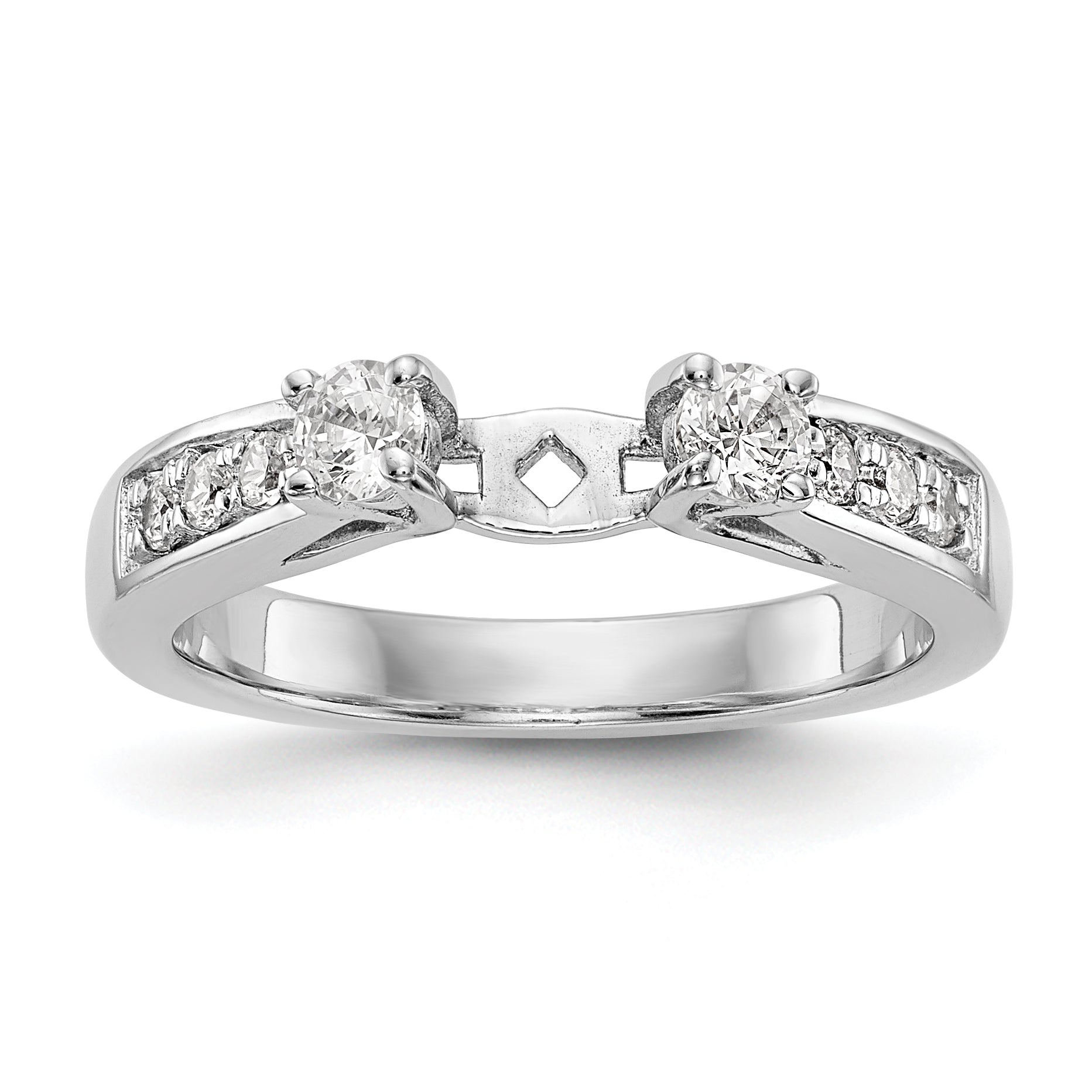 14K Weißgold Diamant-Verlobungsring mit Krappenfassung