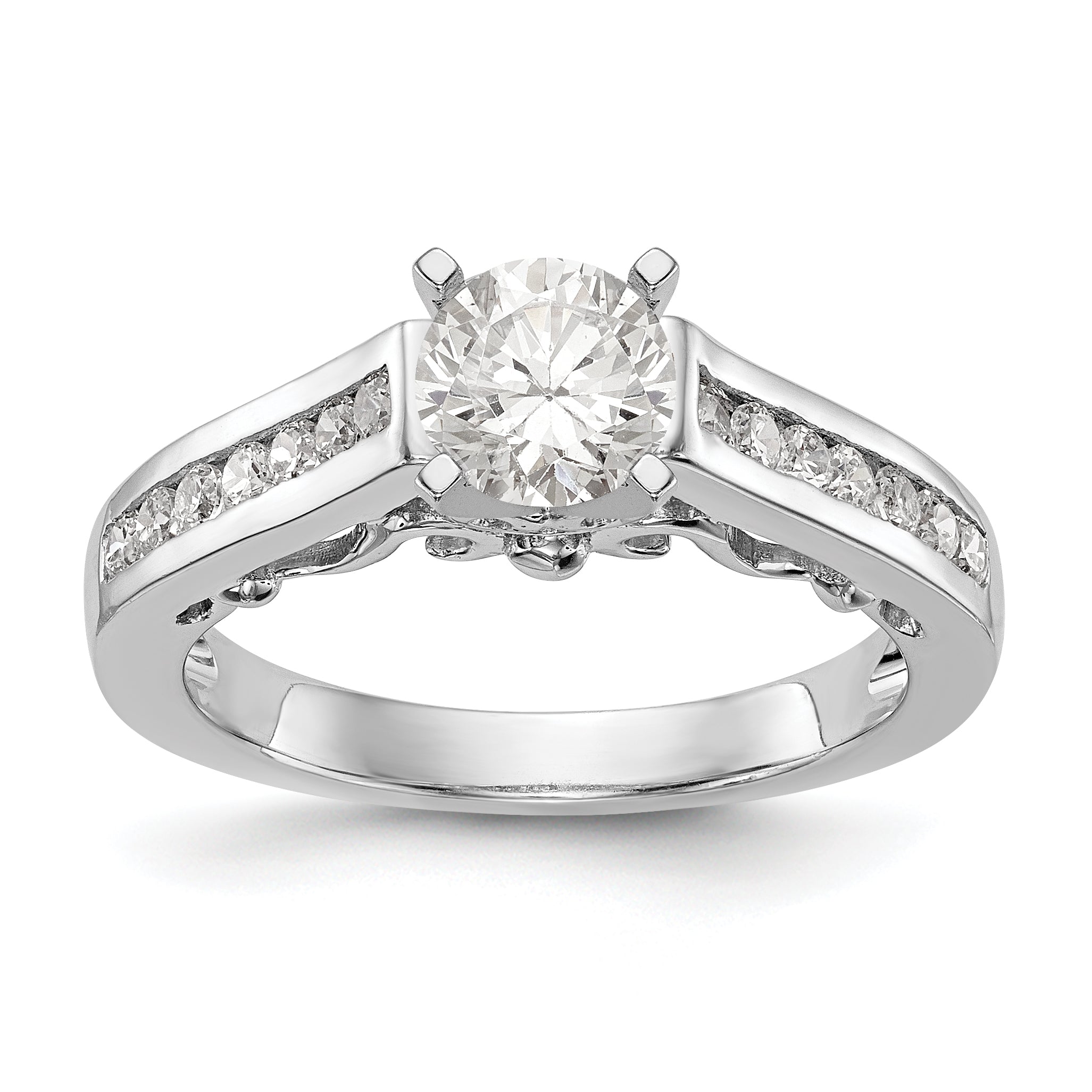 14K Weißgold Diamant-Verlobungsring mit Krappenfassung