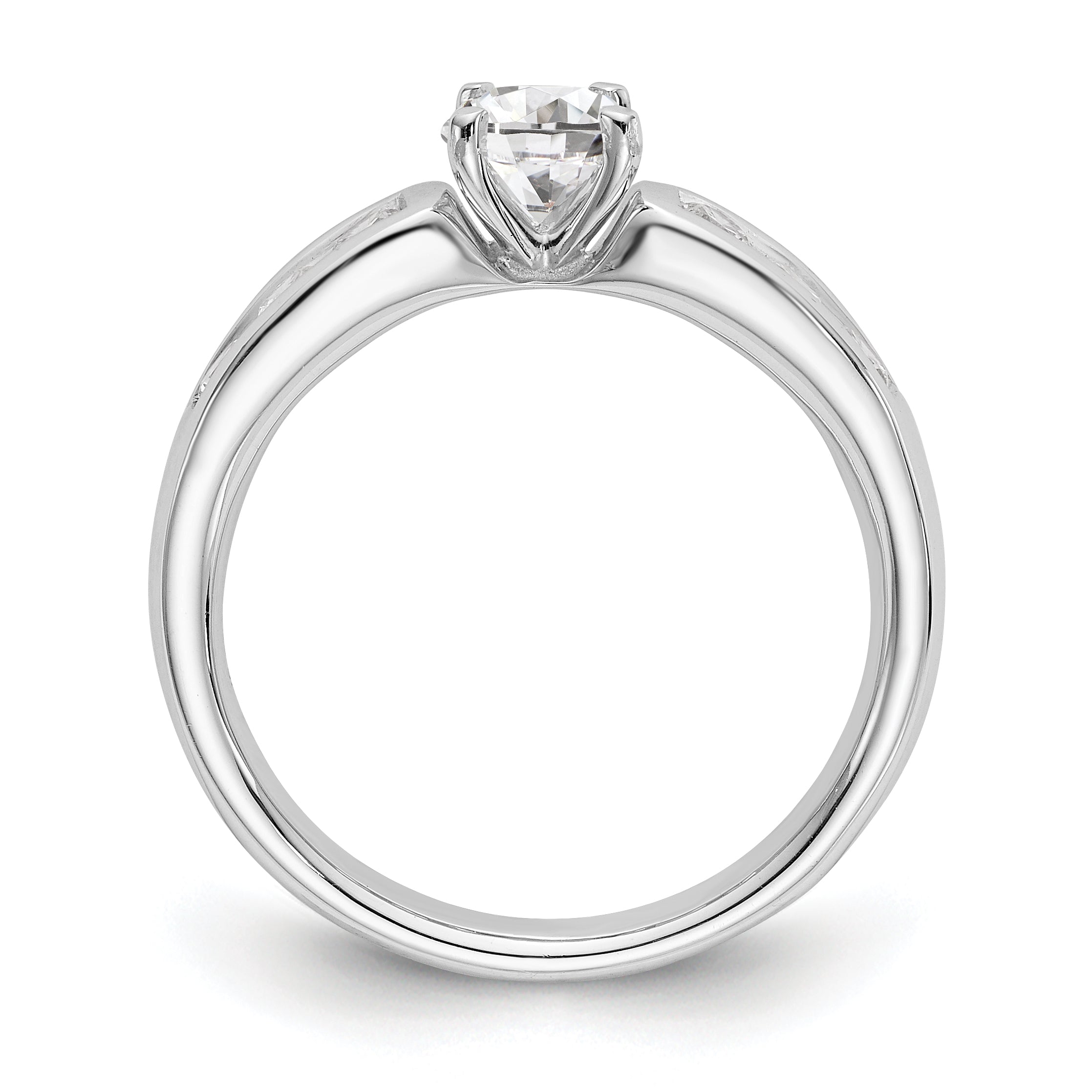 14K Weißgold Verlobungsring mit Diamant in Krappenfassung