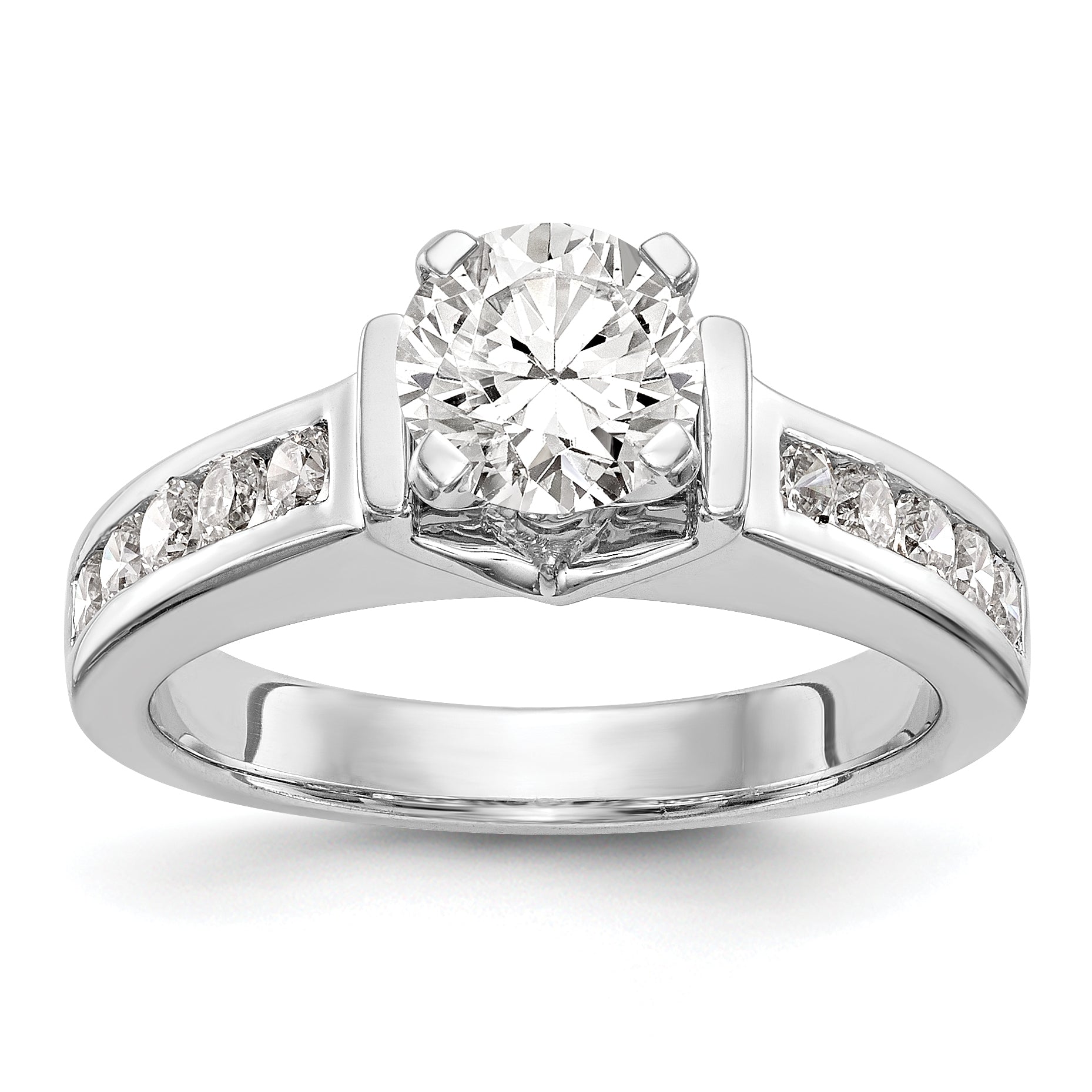 14K Weißgold Diamant-Verlobungsring mit Krappenfassung
