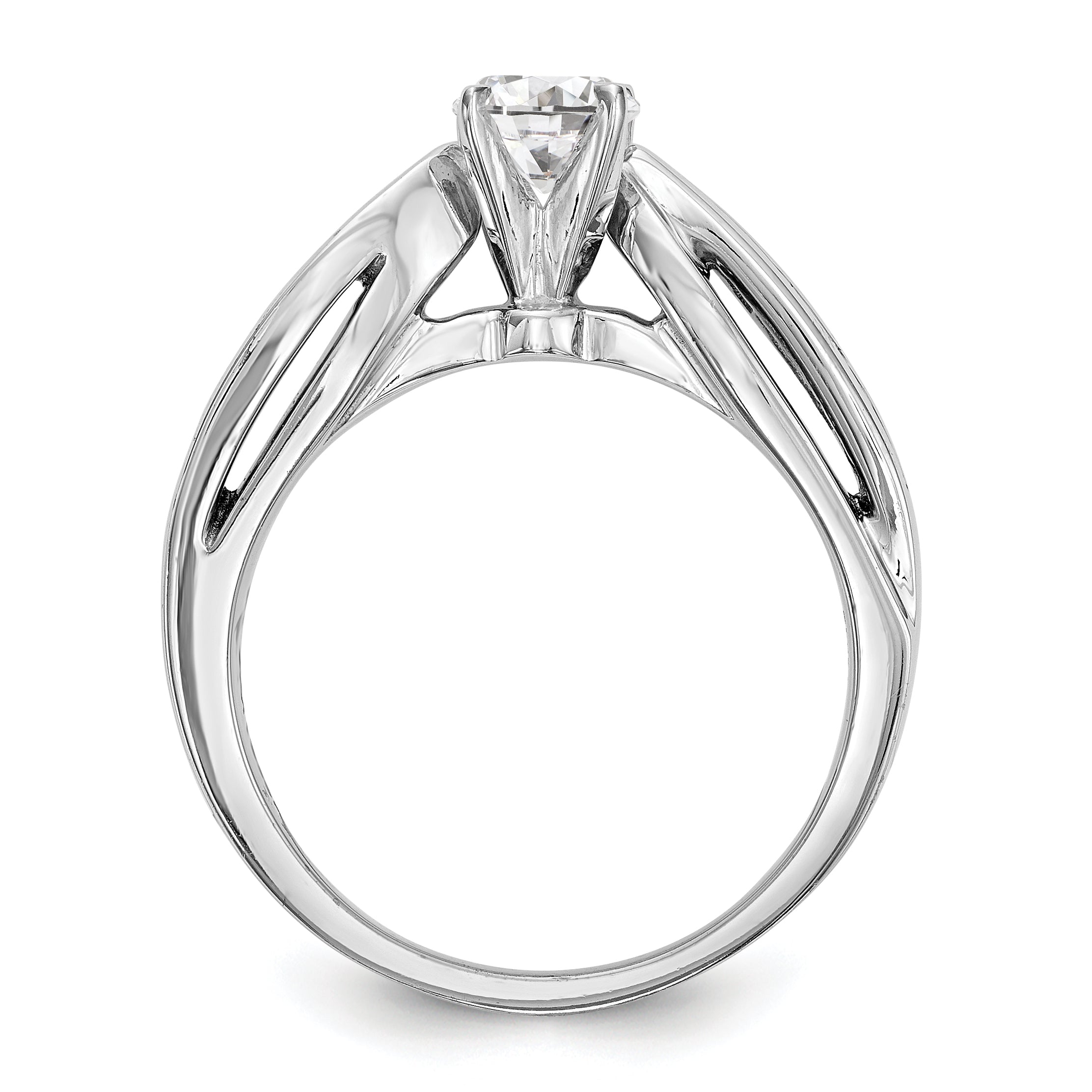 14K Weißgold Diamant-Verlobungsring mit Krappenfassung