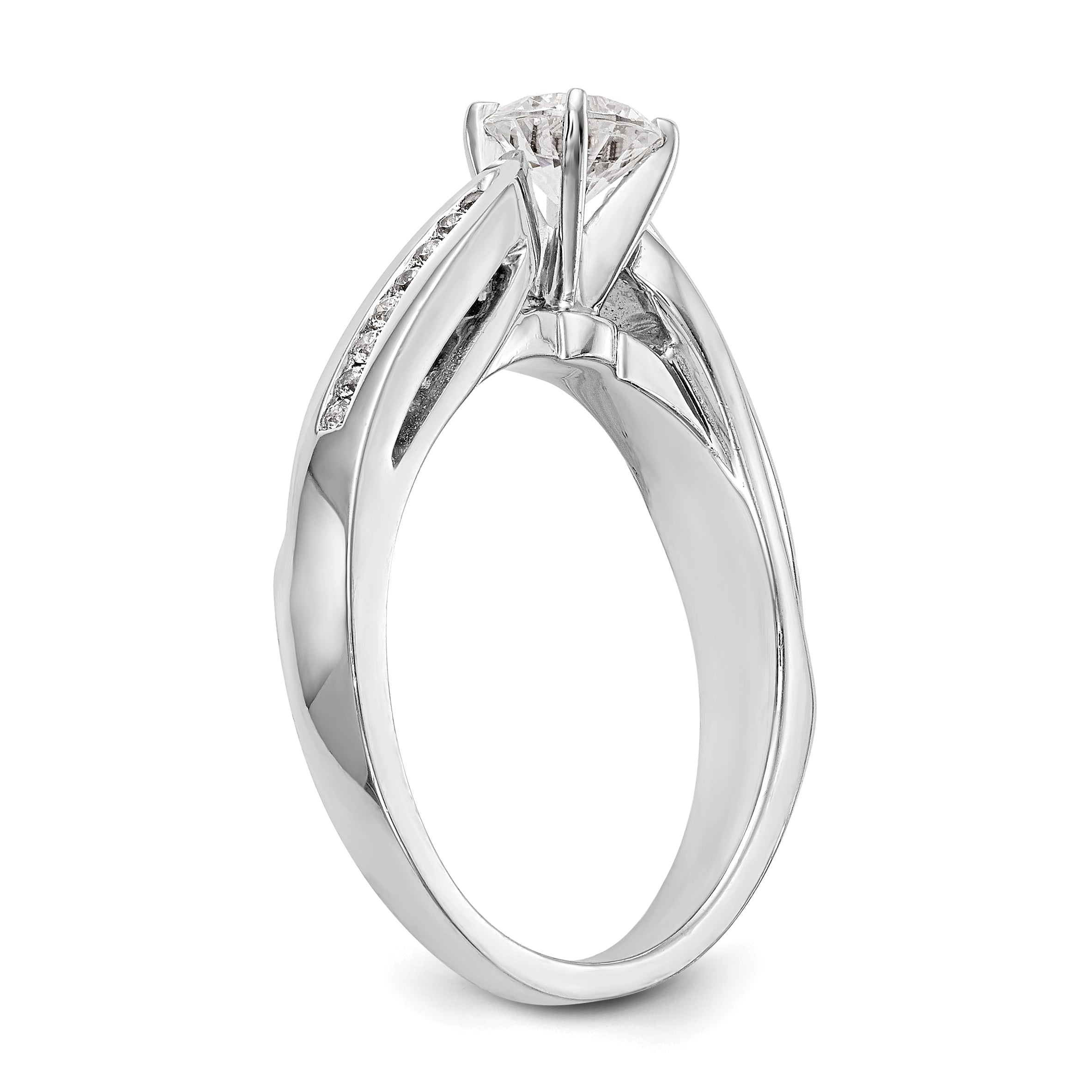 14K Weißgold Diamant-Verlobungsring mit Krappenfassung