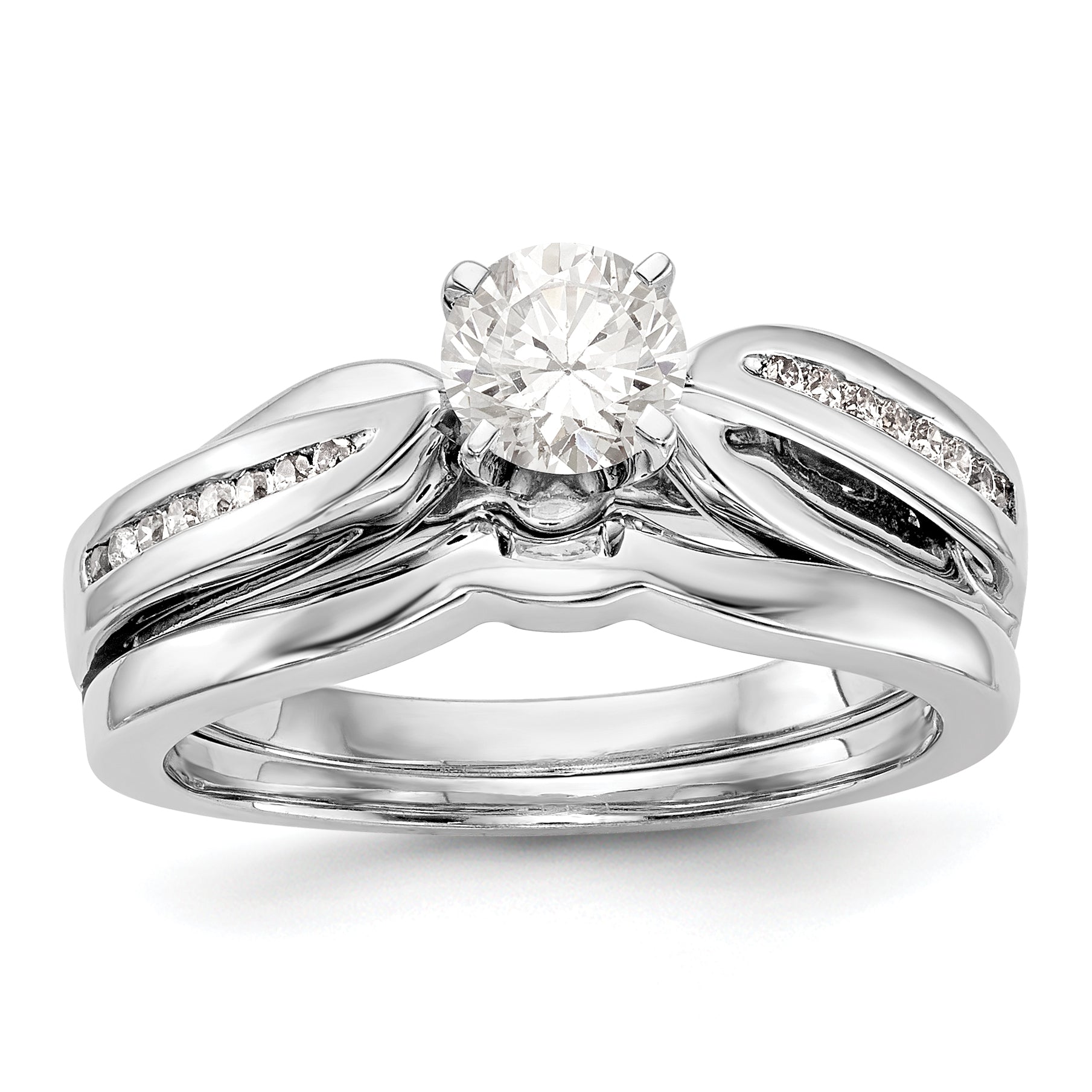 14K Weißgold Diamant-Verlobungsring mit Krappenfassung