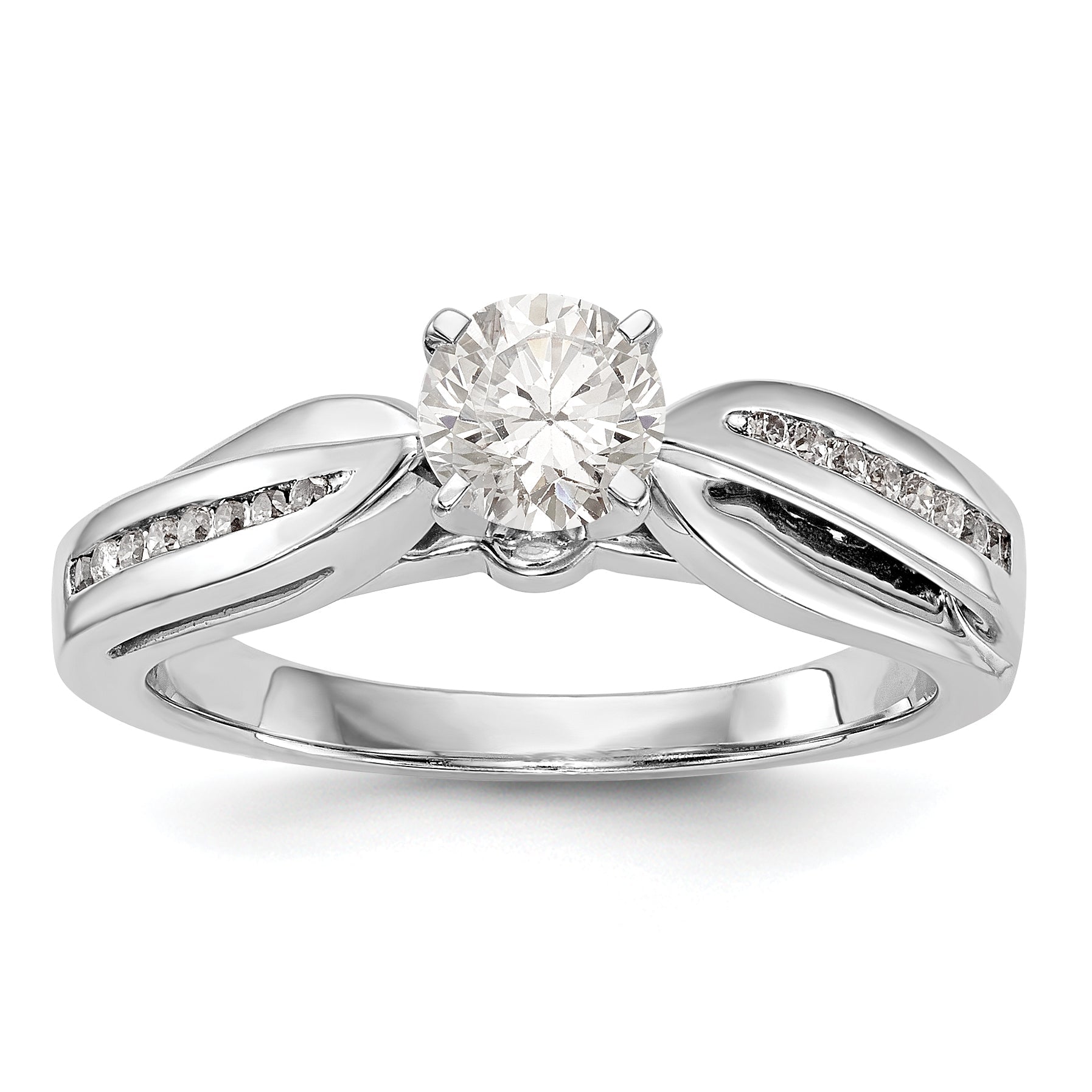 14K Weißgold Diamant-Verlobungsring mit Krappenfassung