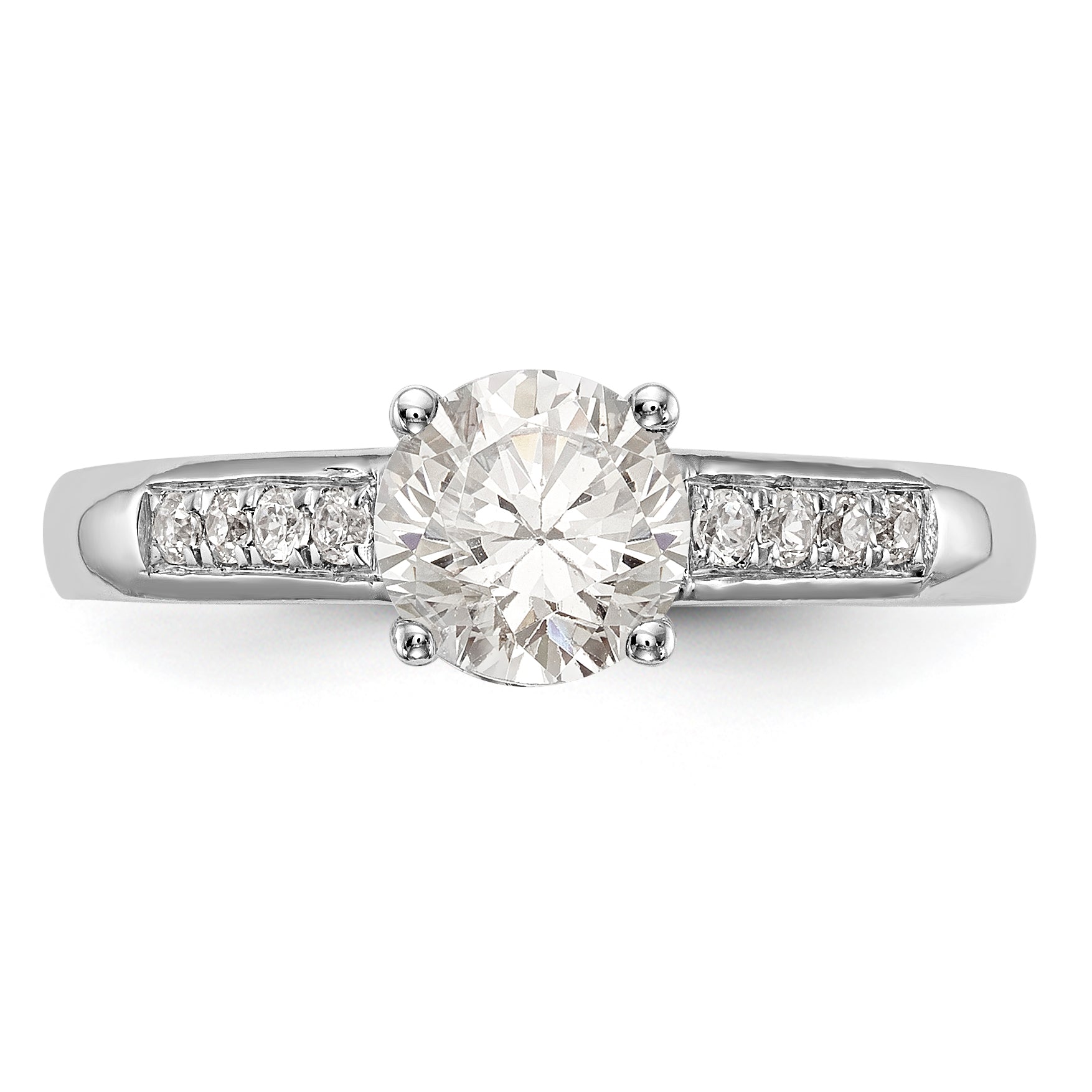 14K Weißgold Verlobungsring mit simulierten Diamanten