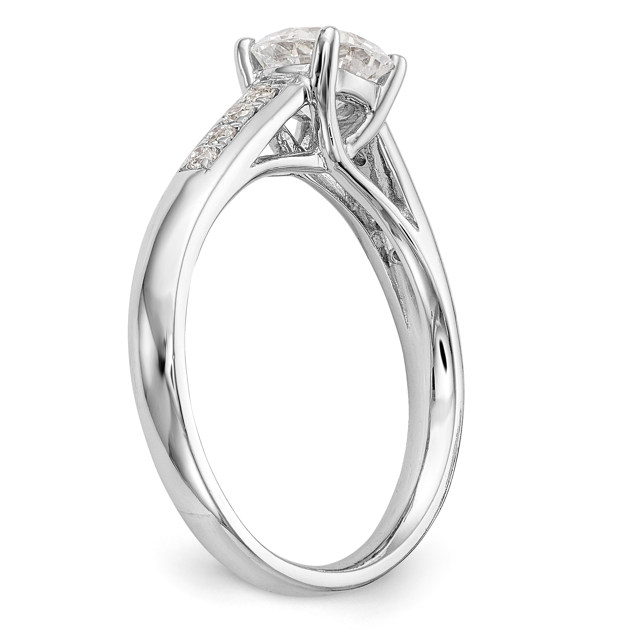 14K Weißgold Verlobungsring mit simulierten Diamanten