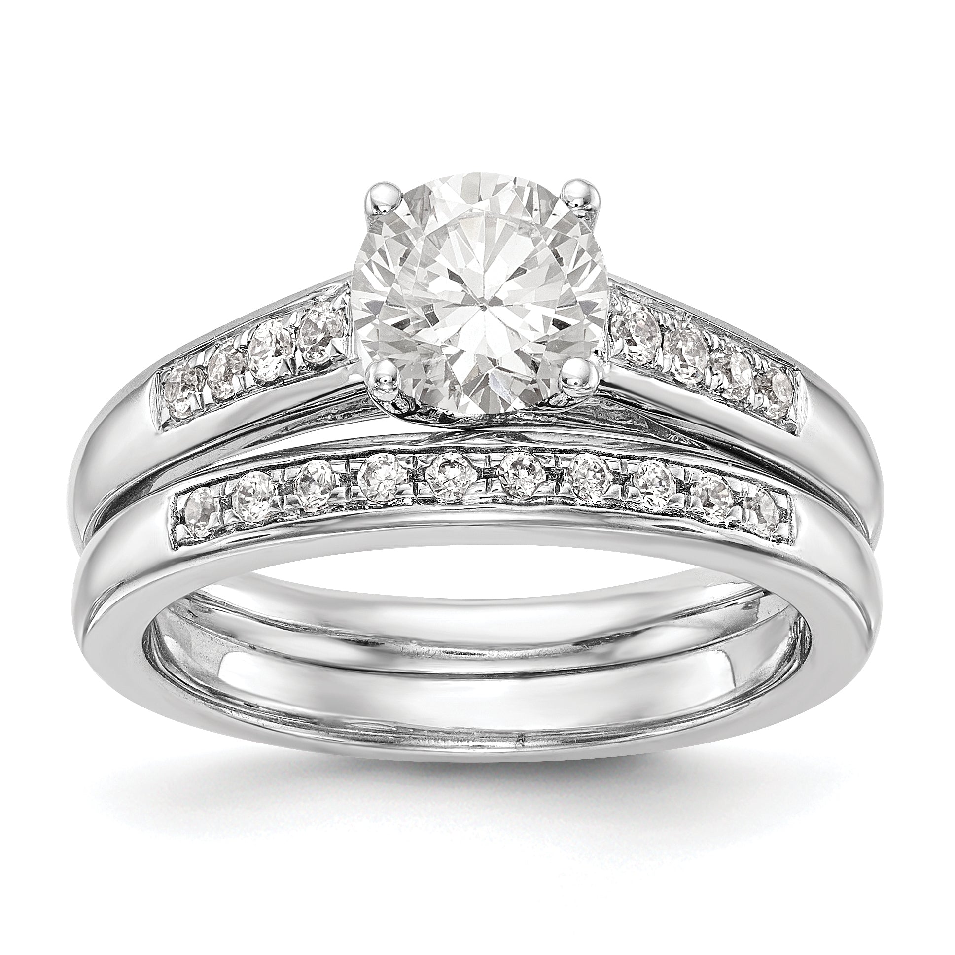 14K Weißgold Verlobungsring mit simuliertem Diamanten