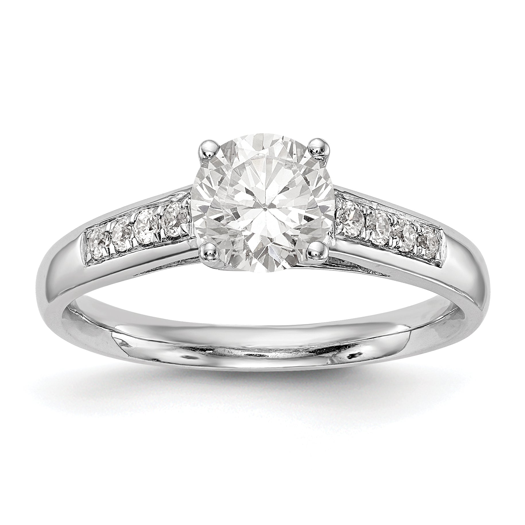 14K Weißgold Verlobungsring mit simulierten Diamanten
