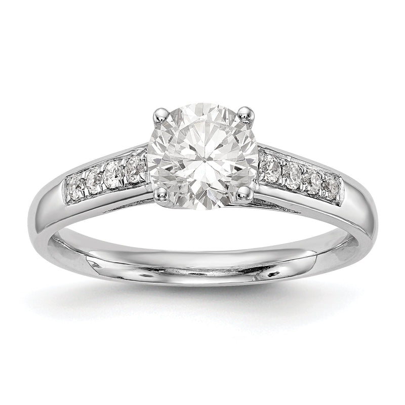 14K Weißgold Verlobungsring mit simulierten Diamanten
