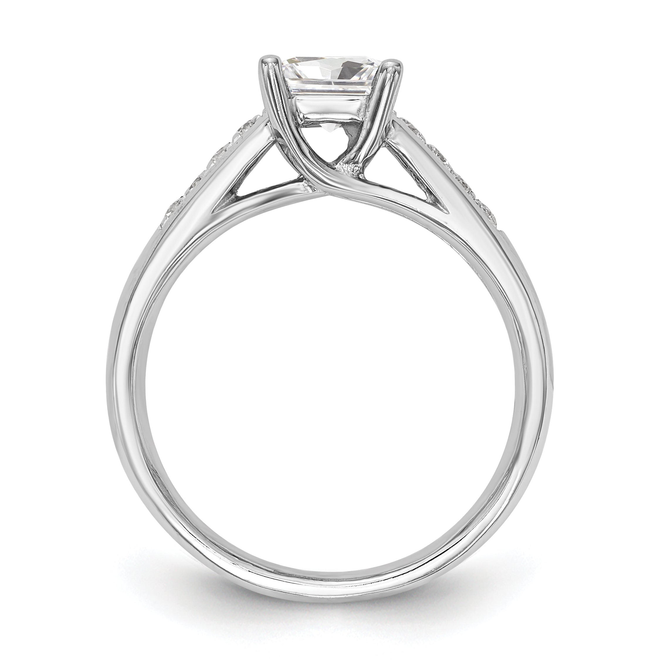 14K Weißgold Verlobungsring mit simulierten Diamanten