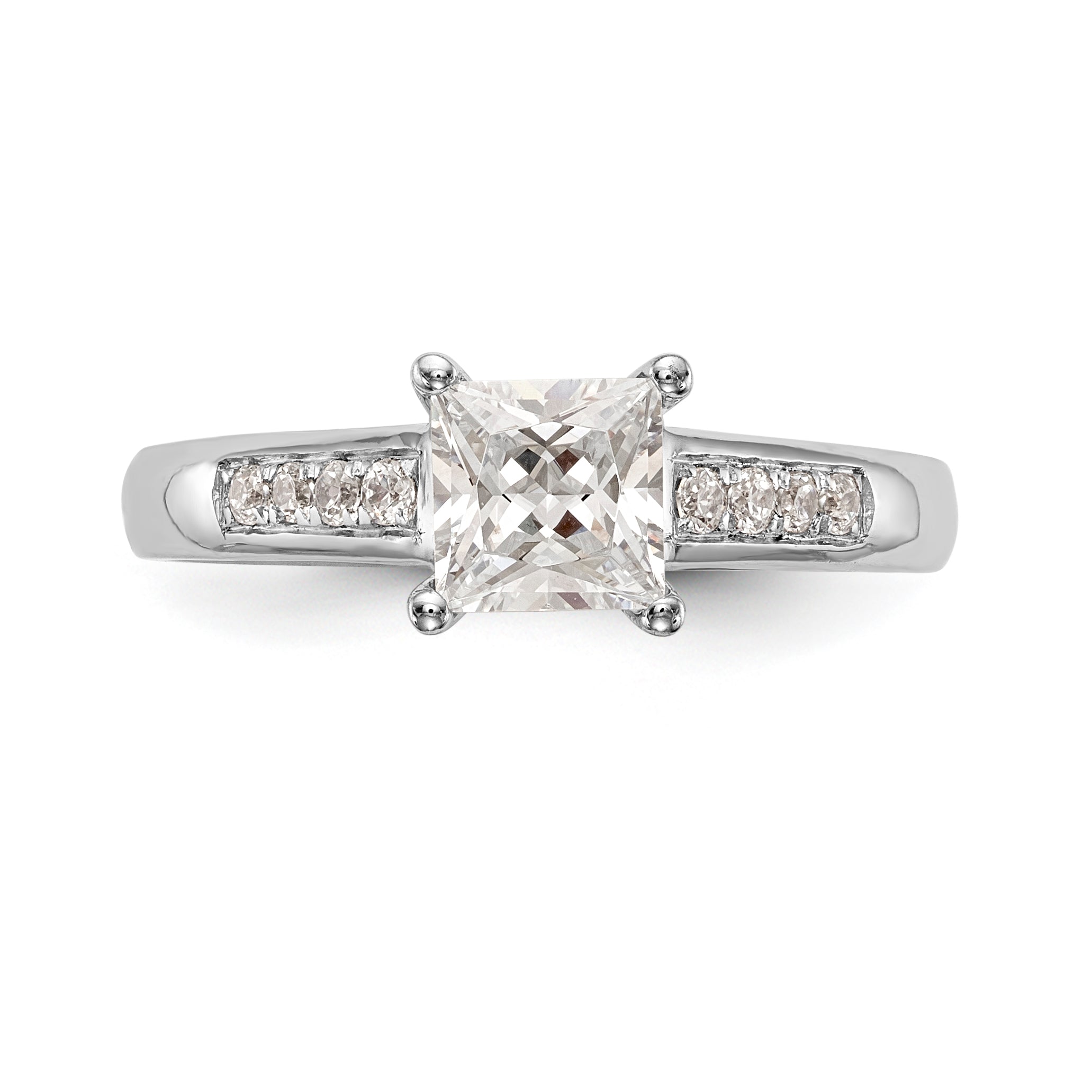 14K Weißgold Verlobungsring mit simulierten Diamanten