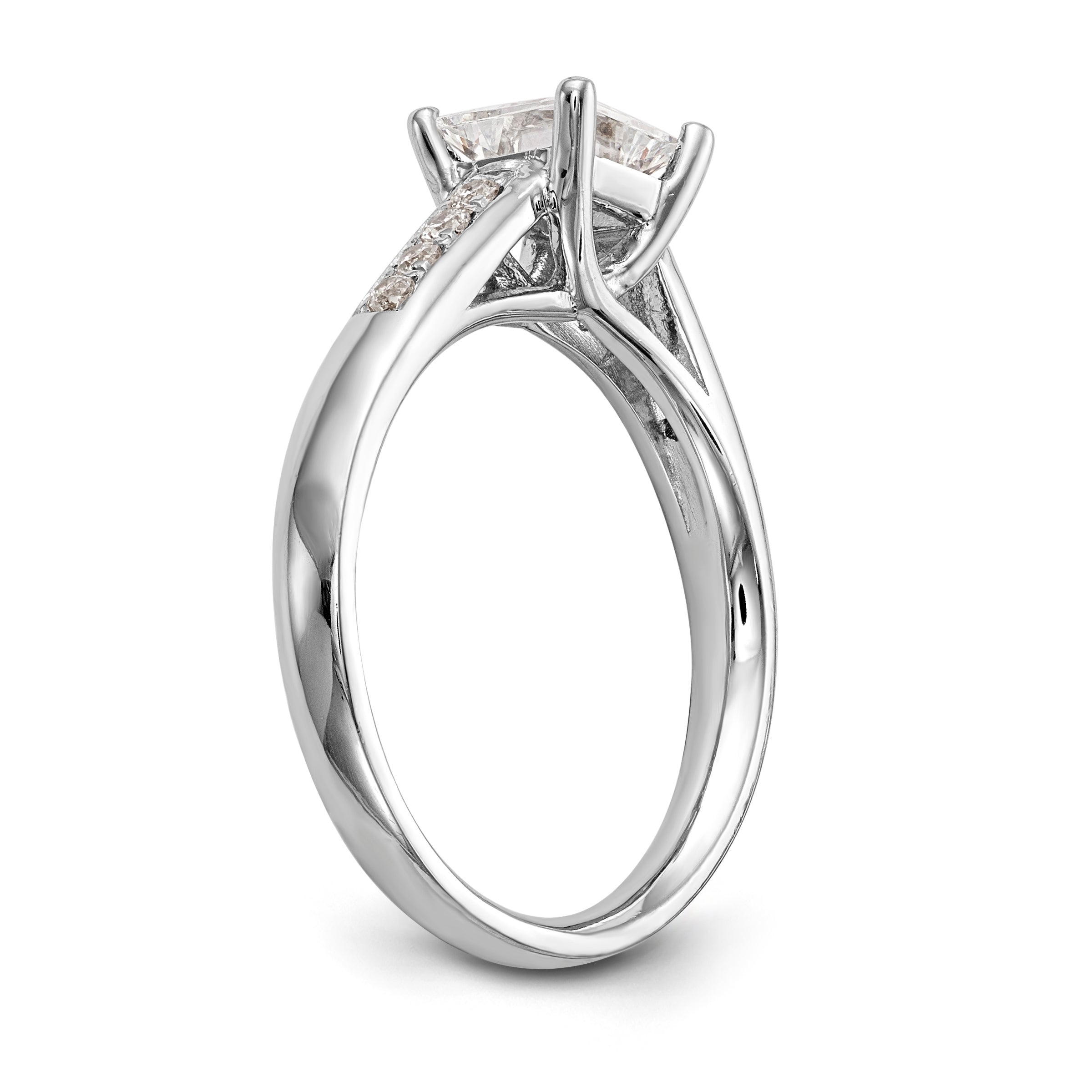 14K Weißgold Verlobungsring mit simulierten Diamanten