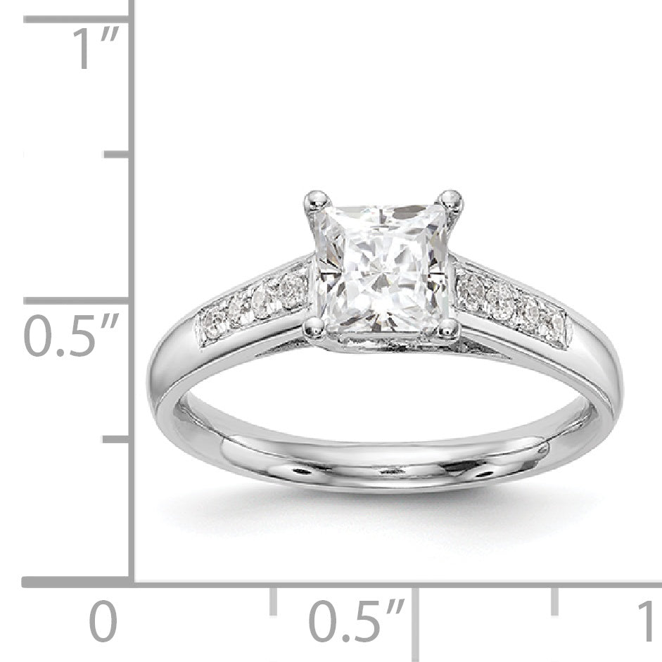 14K Weißgold Verlobungsring mit simulierten Diamanten