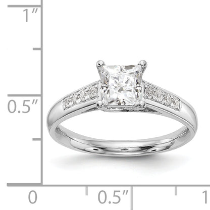 14K Weißgold Verlobungsring mit simulierten Diamanten