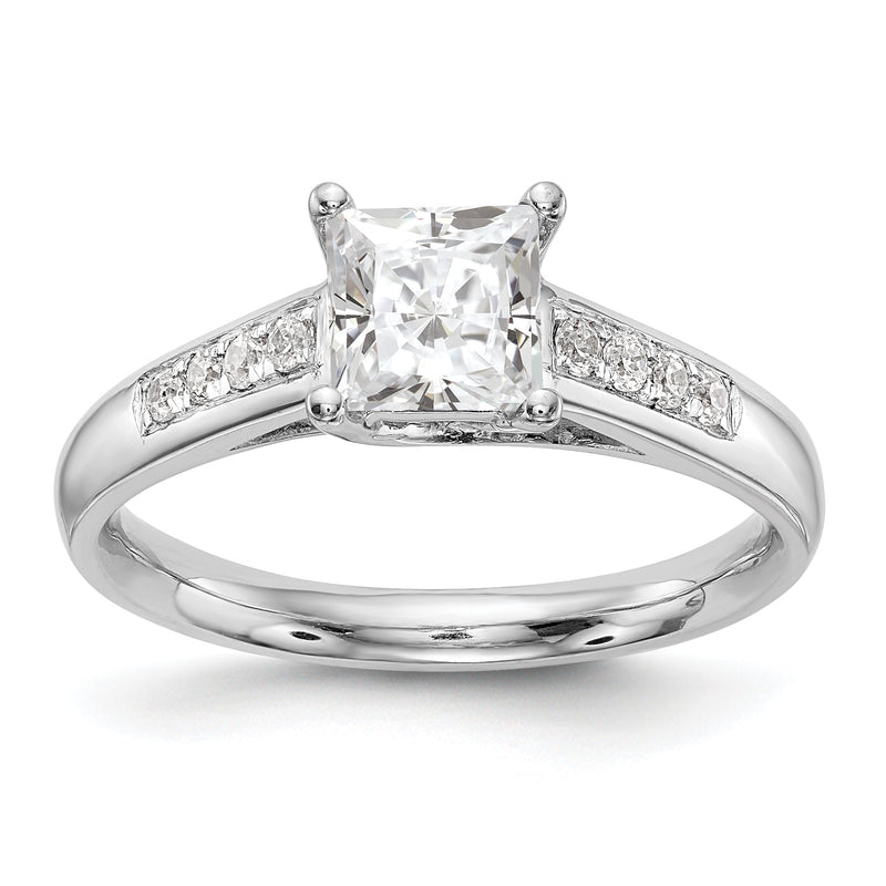 14K Weißgold Verlobungsring mit simulierten Diamanten