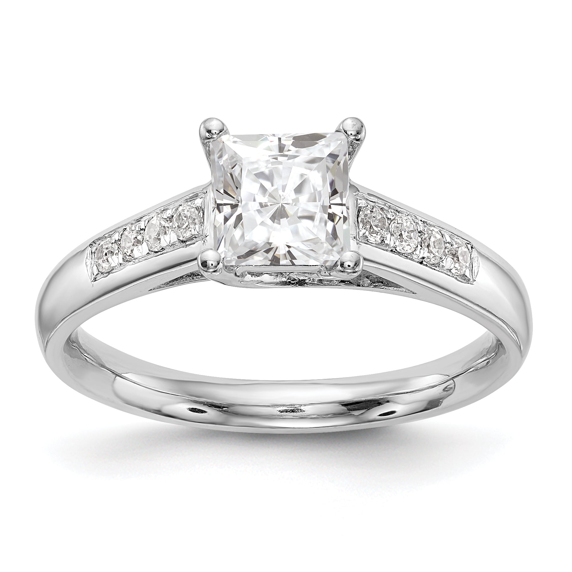 14K Weißgold Verlobungsring mit simulierten Diamanten