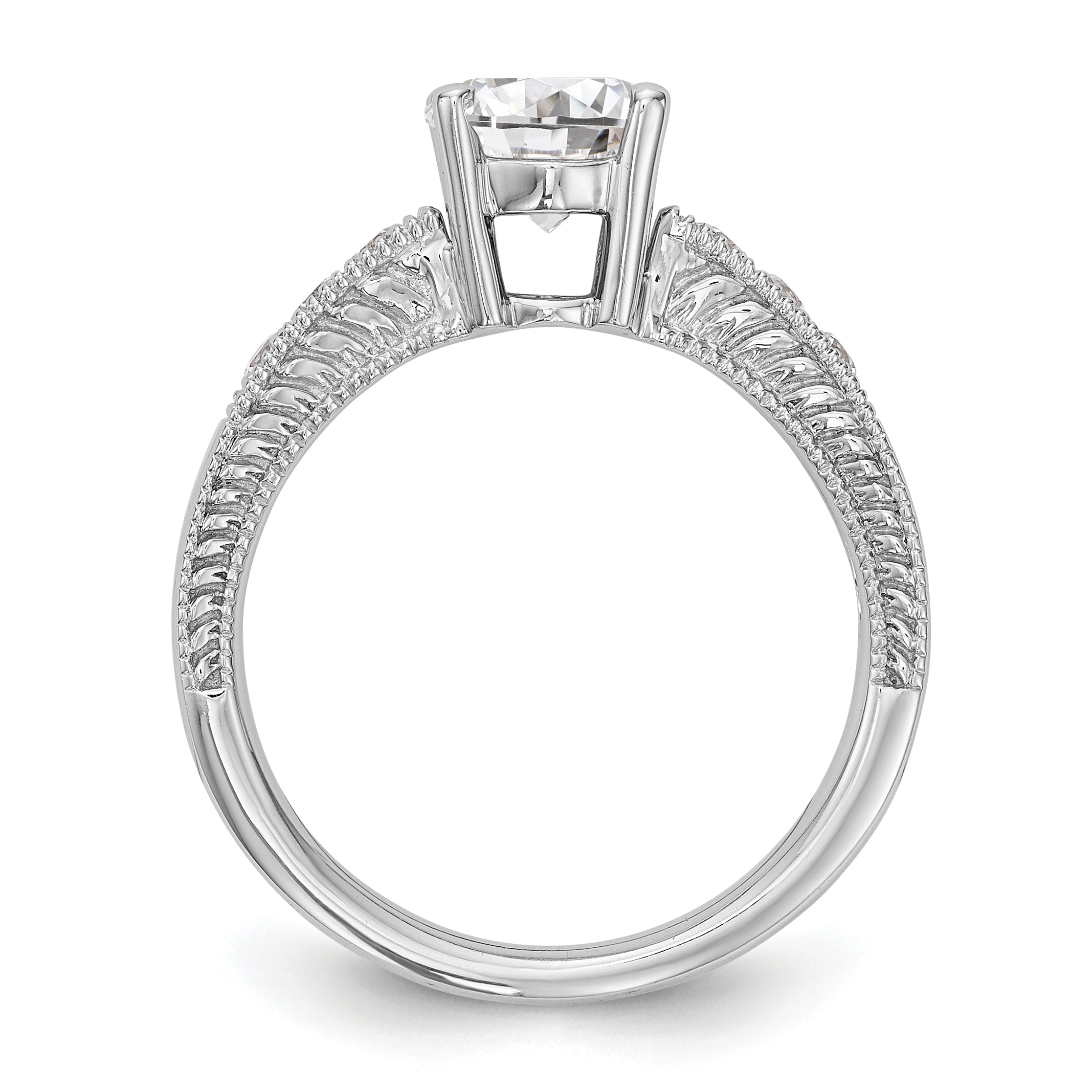 14K Weißgold Verlobungsring mit simuliertem Diamanten