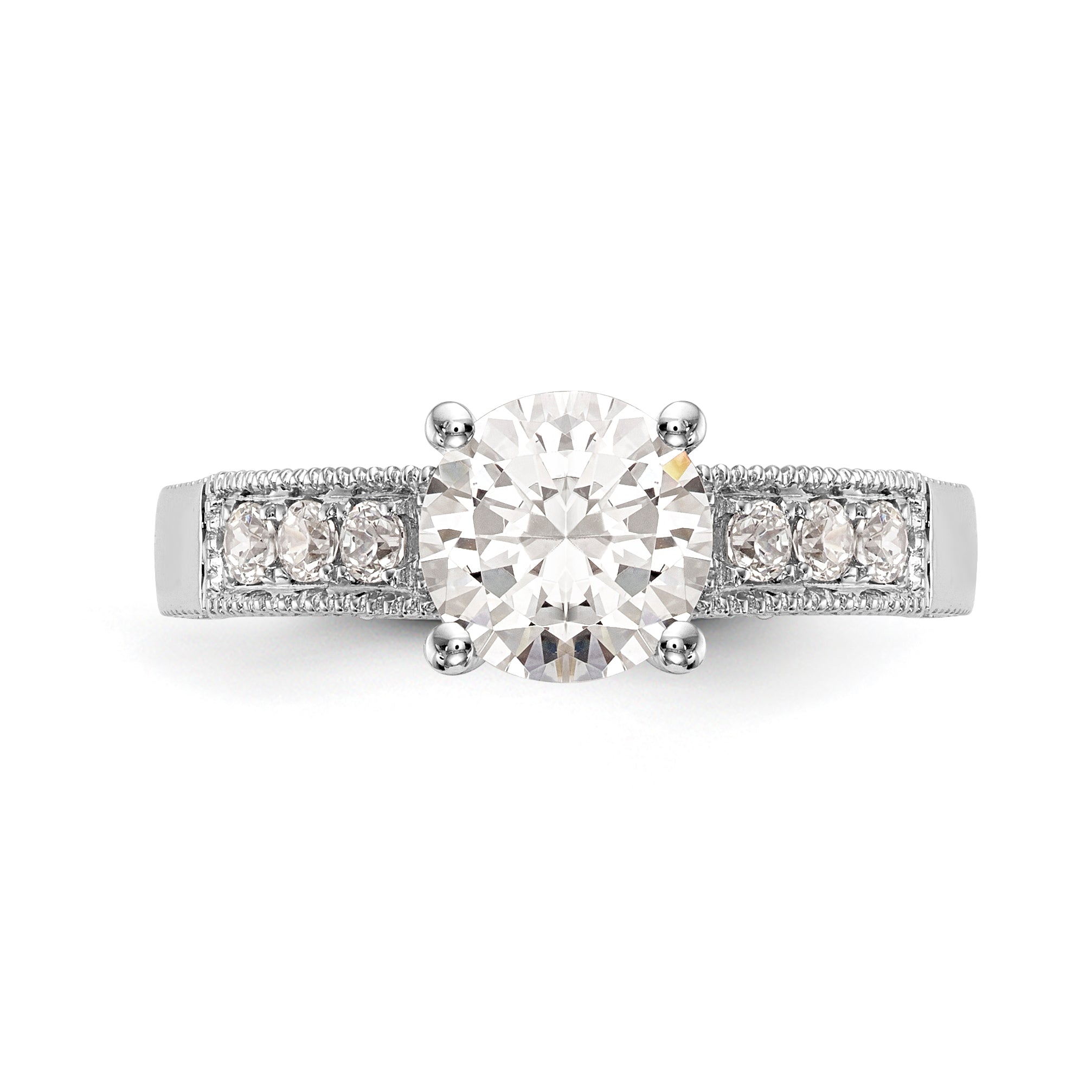 14K Weißgold Verlobungsring mit simuliertem Diamanten