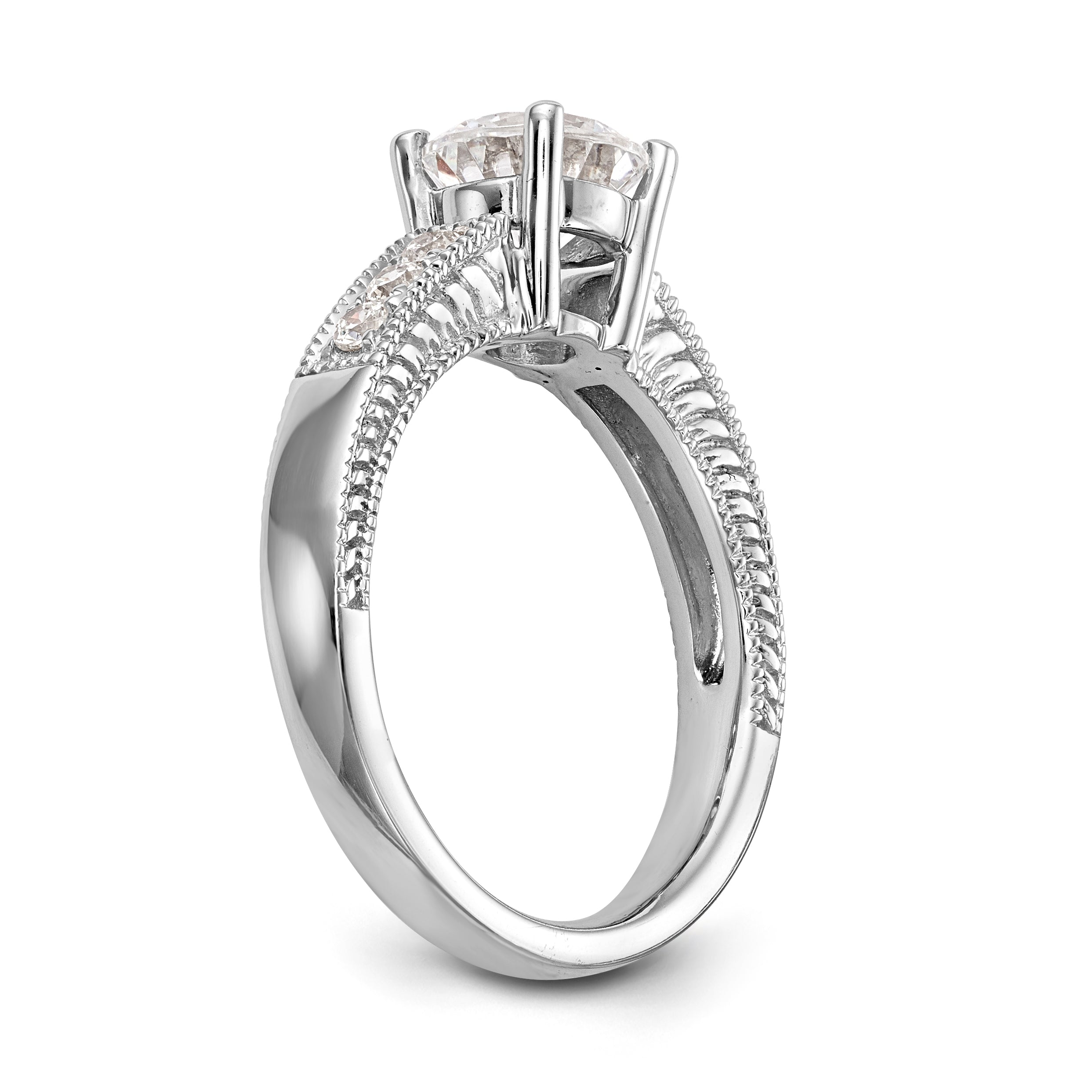 14K Weißgold Verlobungsring mit simuliertem Diamanten