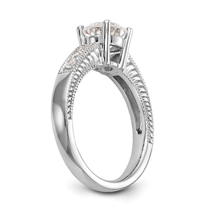 14K Weißgold Verlobungsring mit simulierten Diamanten
