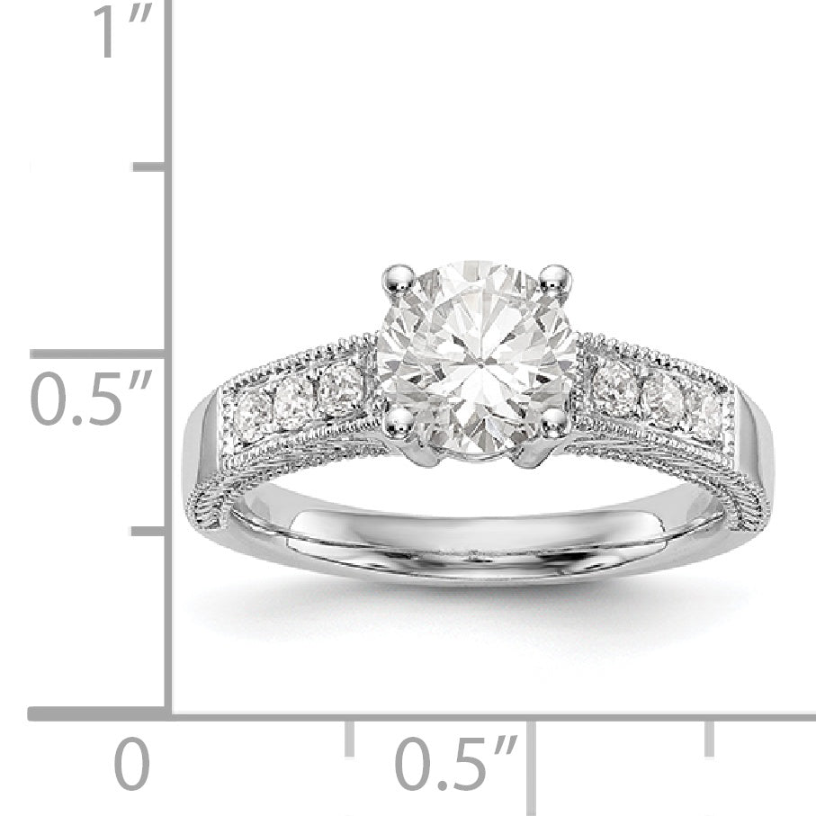 14K Weißgold Verlobungsring mit simulierten Diamanten
