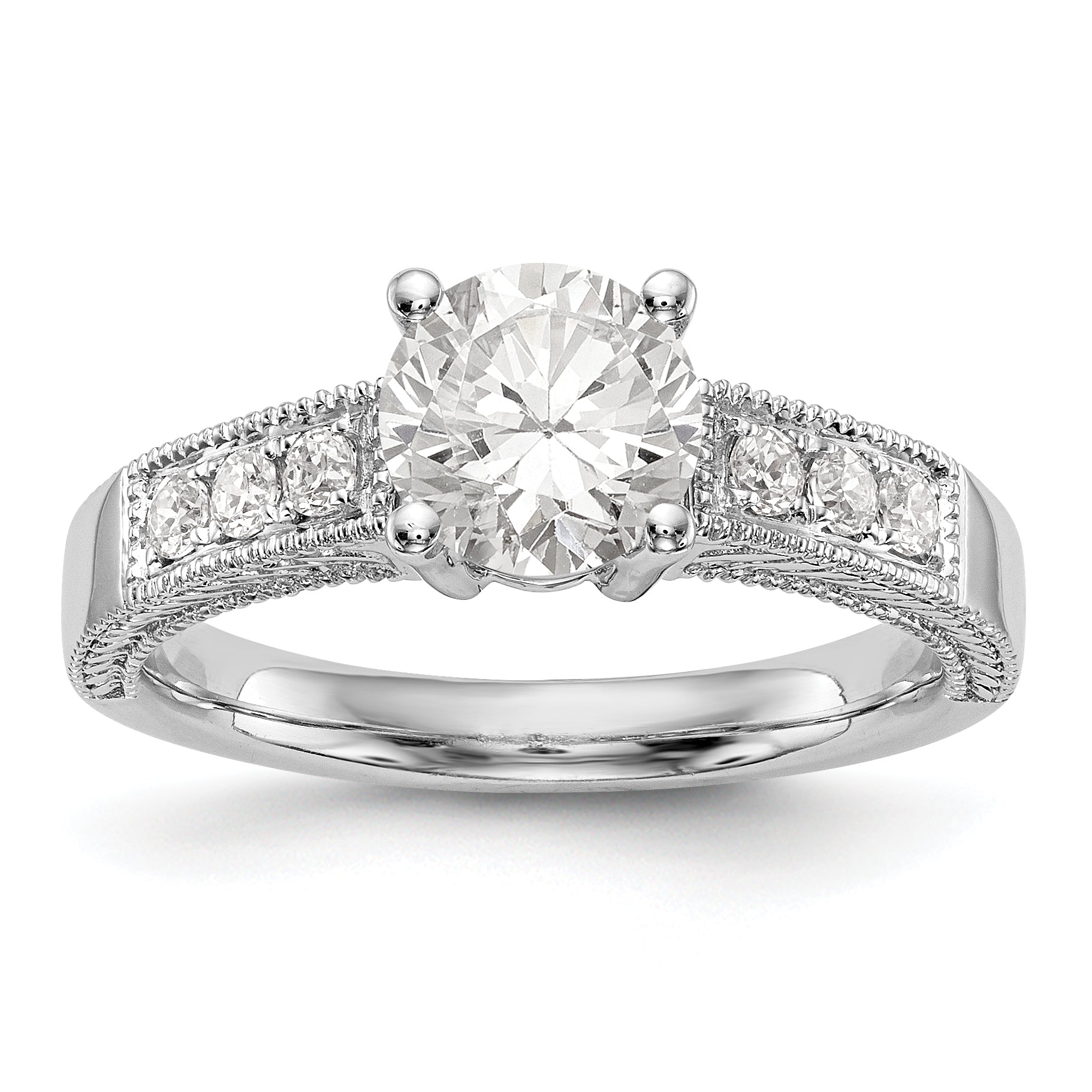 14K Weißgold Verlobungsring mit simuliertem Diamanten