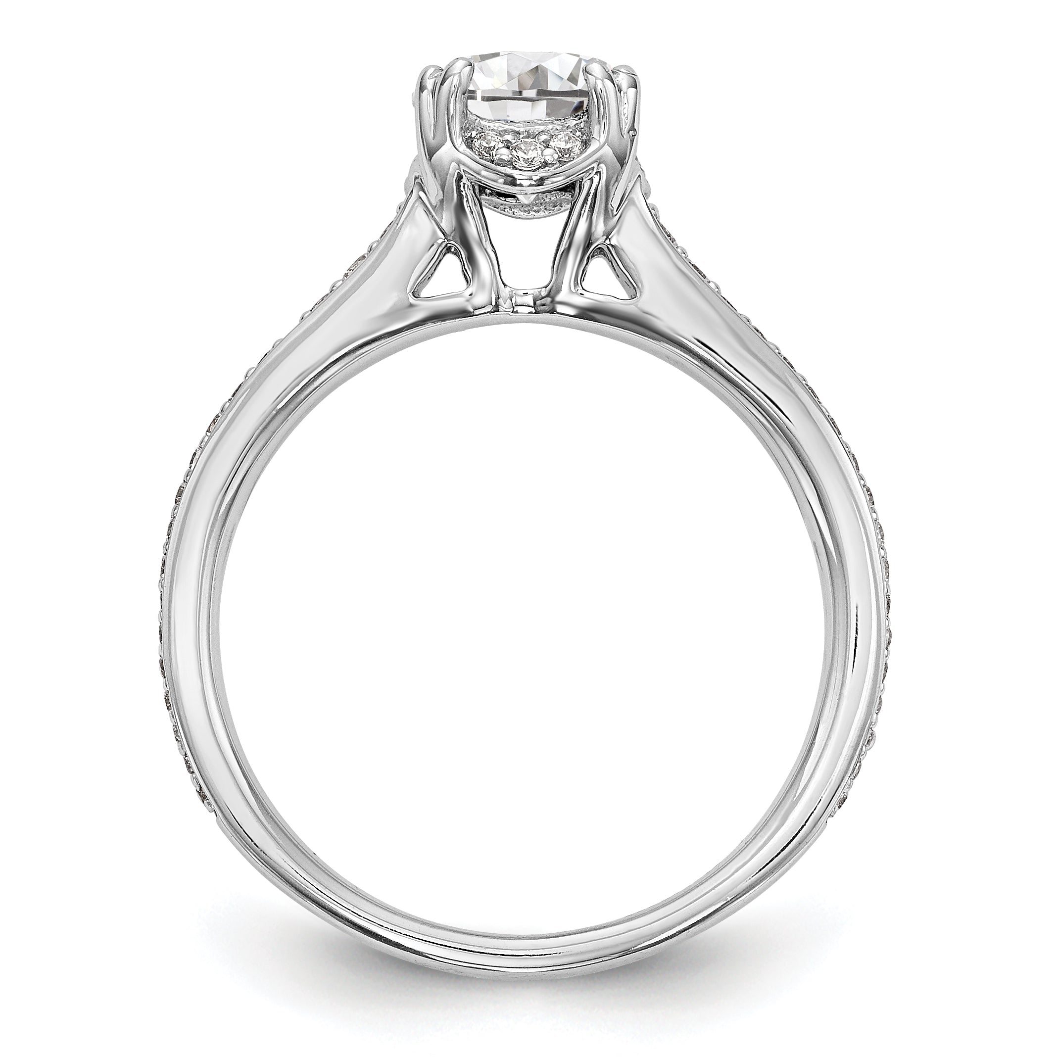 14K Weißgold Verlobungsring mit simulierten Diamanten