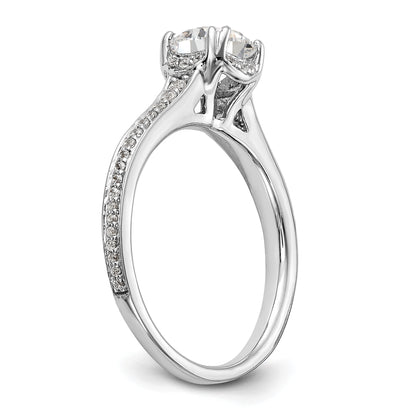 14K Weißgold Verlobungsring mit simulierten Diamanten
