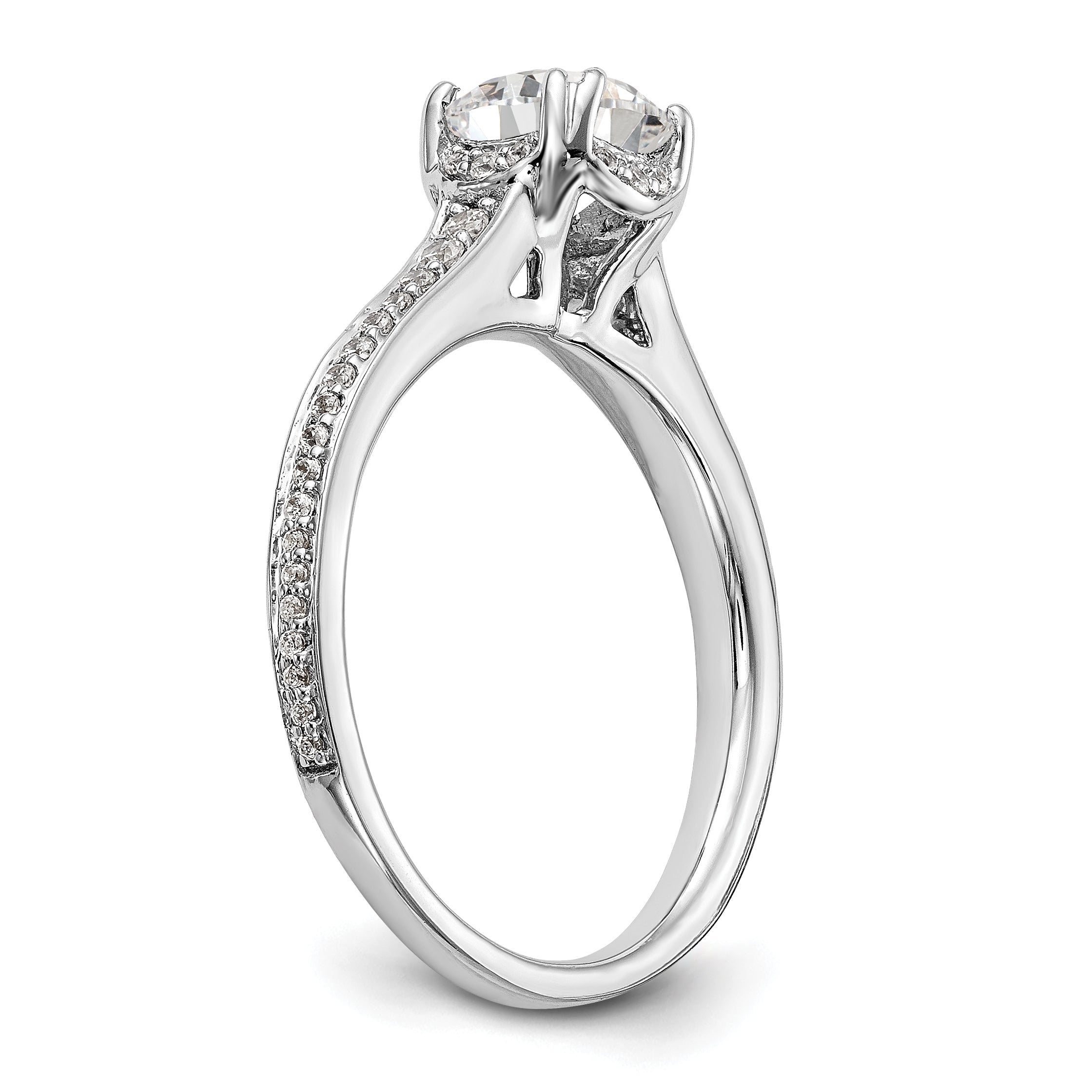 14K Weißgold Verlobungsring mit simulierten Diamanten
