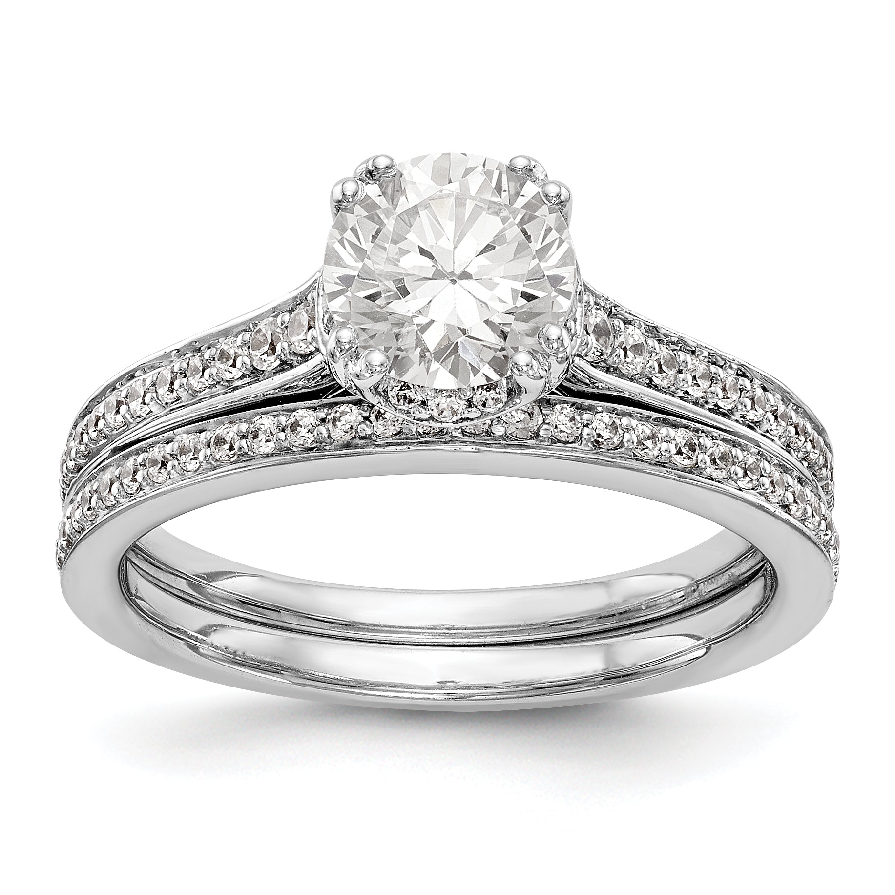 585 Weißgold Verlobungsring mit simuliertem Diamanten