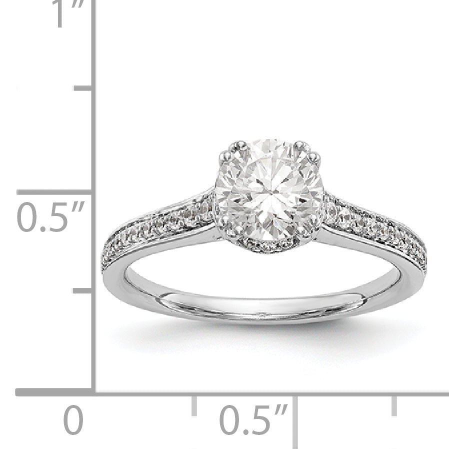 14K Weißgold Verlobungsring mit simulierten Diamanten