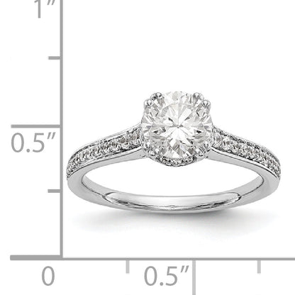 14K Weißgold Verlobungsring mit simulierten Diamanten