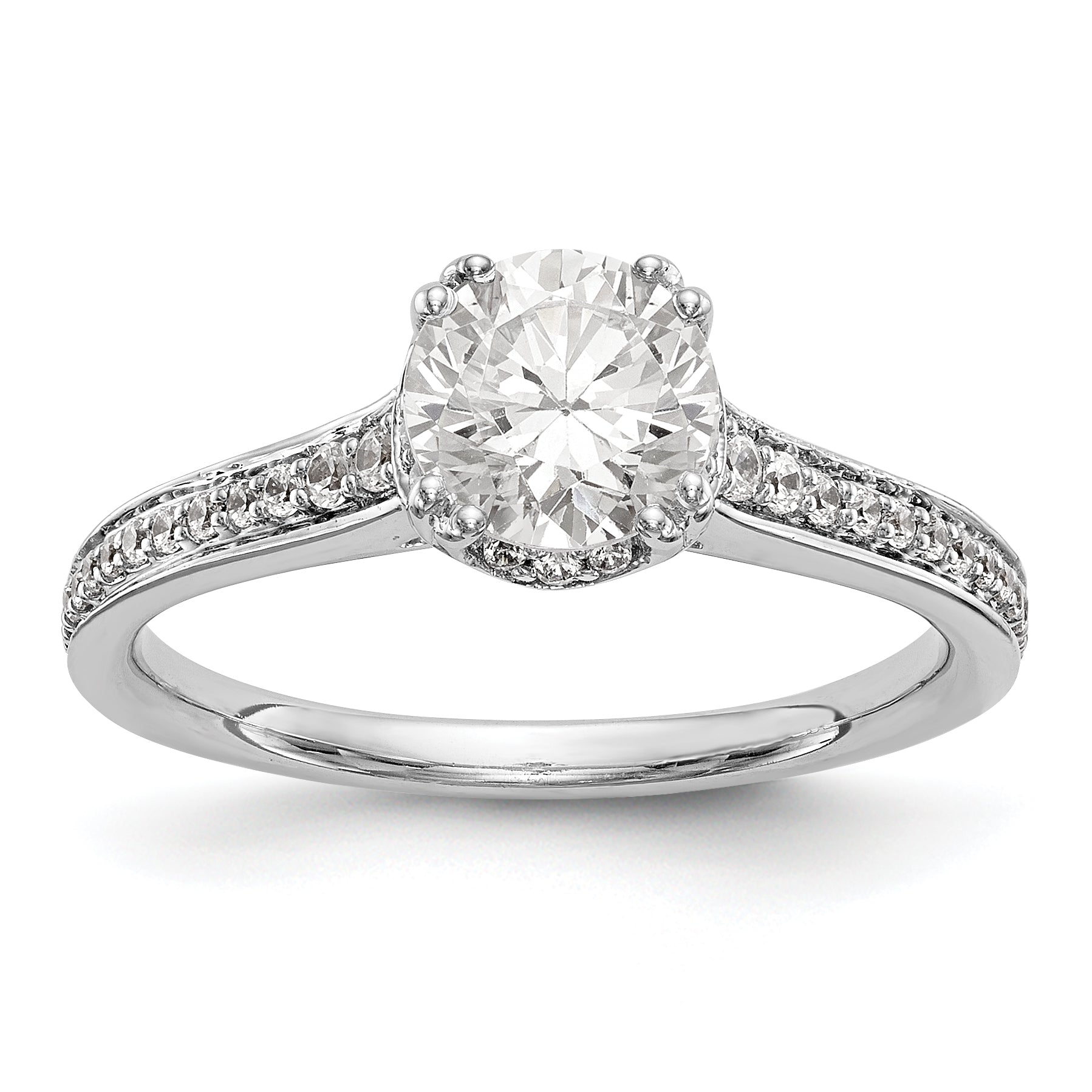 585 Weißgold Verlobungsring mit simuliertem Diamanten