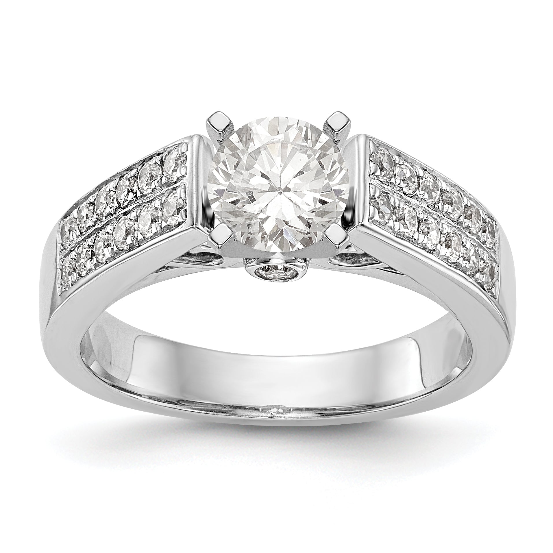 14K Weißgold Diamant-Verlobungsring mit Krappenfassung