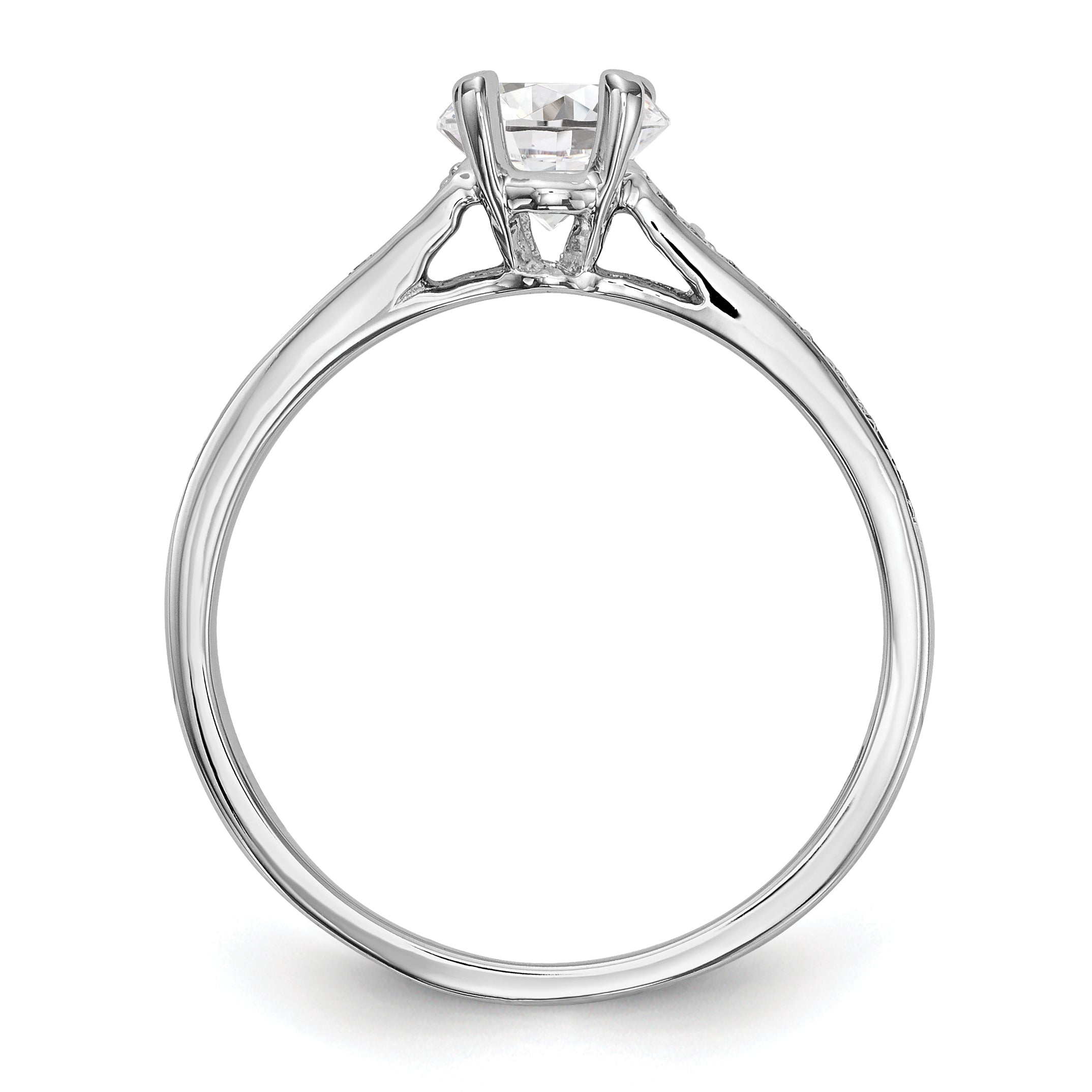 14K Weißgold Verlobungsring mit simulierten Diamanten