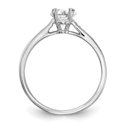 14K Weißgold Verlobungsring mit simulierten Diamanten
