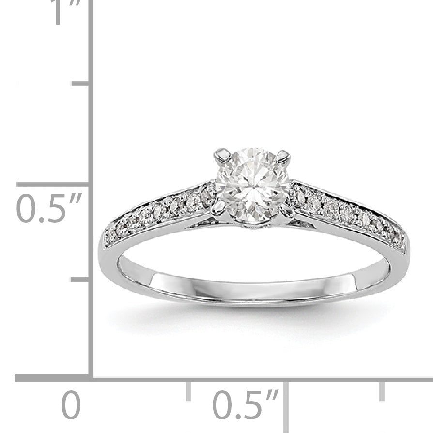 14K Weißgold Verlobungsring mit simulierten Diamanten